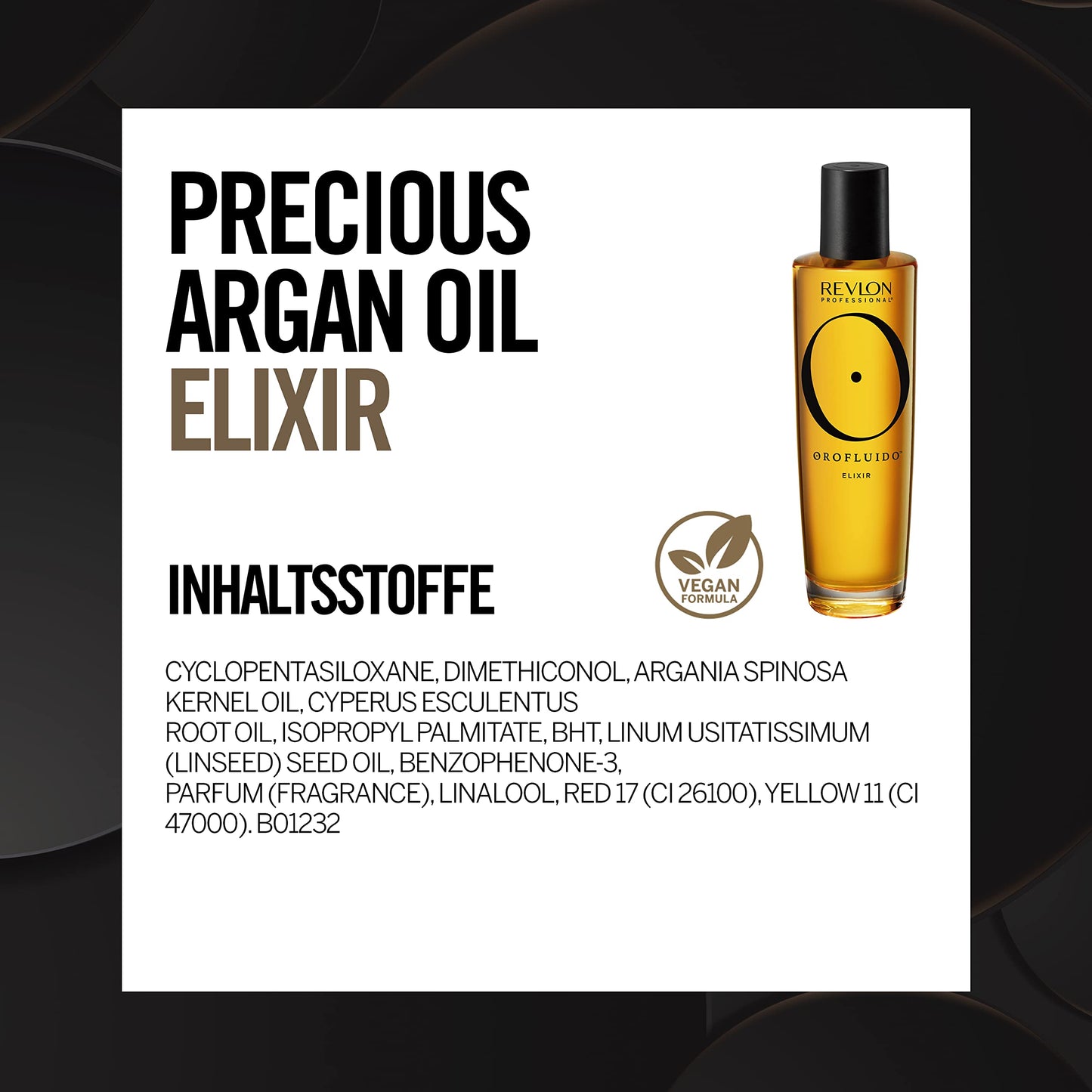 REVLON PROFESSIONAL Orofluido Argan Oil Elixir, 100 ml, nährende Leave in Haarpflege mit Arganöl, glättendes Haaröl für geschmeidiges, glänzendes Haar, mit Anti Frizz, vegan