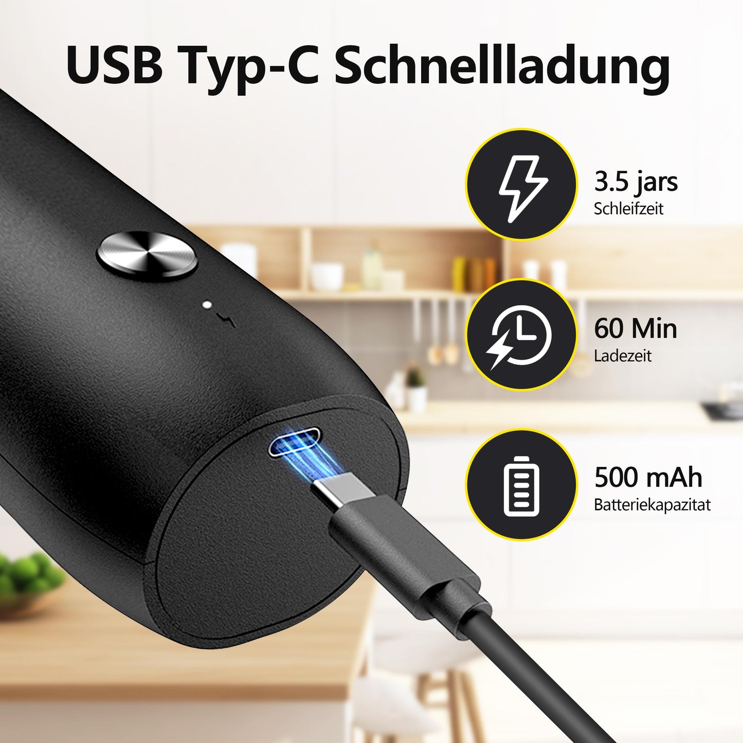 BGFOX Salz und Pfeffer Mühle Elektrisch 2er Set mit einstellbarem Keramik-Mahlwerk von grob bis fein, Gewürzmühlenset Automatisch mit Basis LED-Licht Type-c Reinigungspinsel (2 Stück) (Schwarz-Weiß)