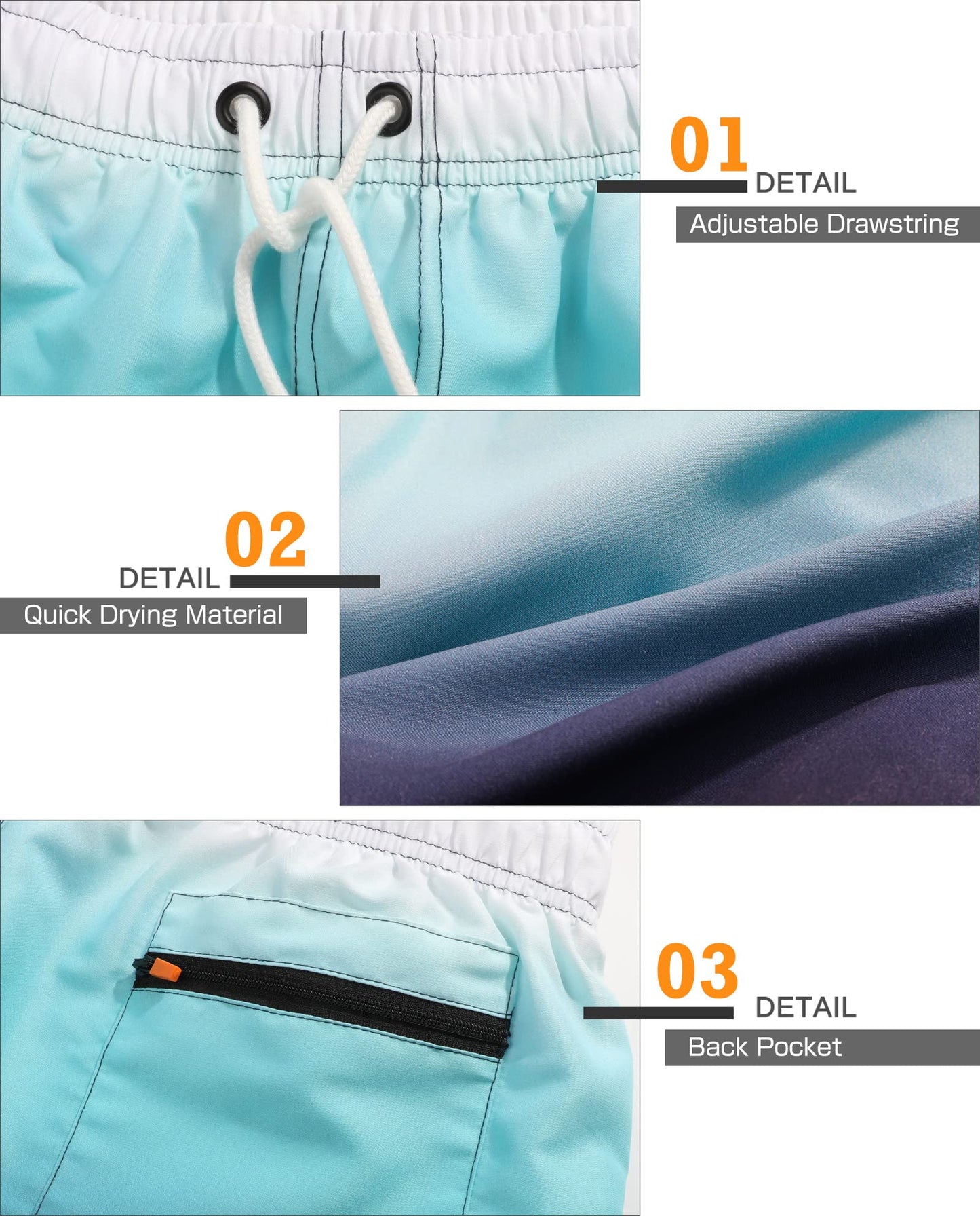 Danfiki Herren Badehose Schnelltrocknend Badeshorts Kurzen Strandhose Sporthose Schwimmhose mit Meshfutter