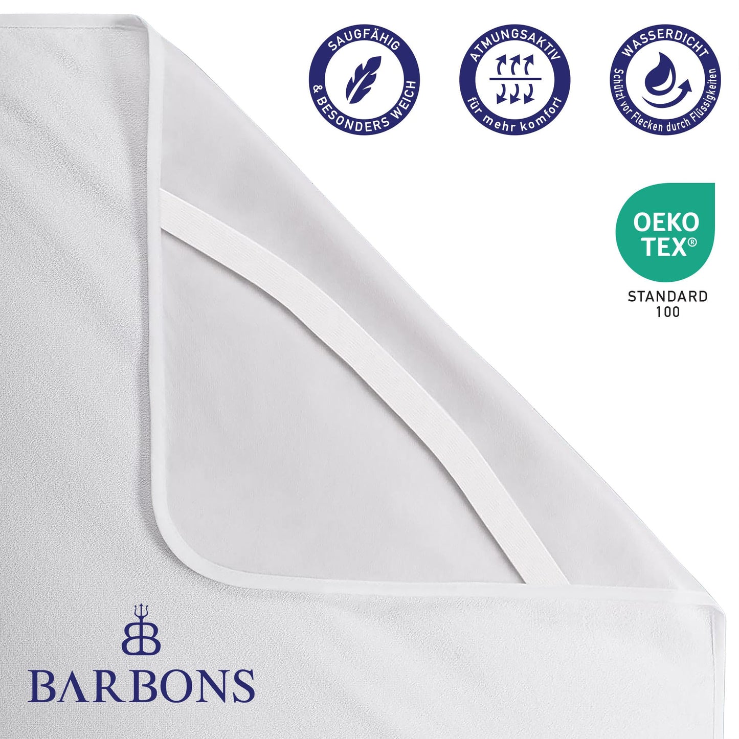 BARBONS Matratzenschoner 180x200 - Oeko-TEX Zertifiziert Matratzenschutz wasserdichte Matratzenauflage Inkontinenzunterlage waschbar Nässeschutz Atmungsaktiv (180x200cm)
