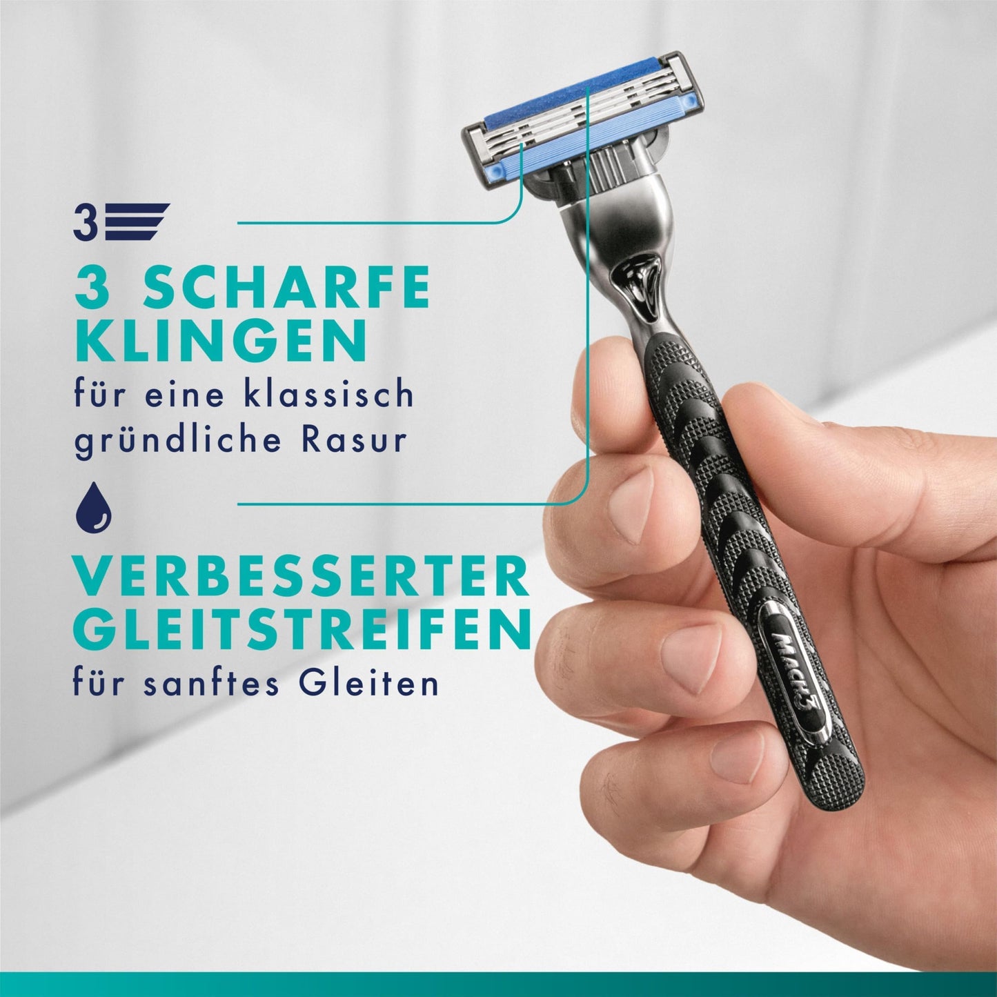 Gillette Mach3 Standard Rasierklingen für Männer, 25 Gillette Ersatzklingen, mit Gleitstreifen für ein sanftes Gleiten und NEUER Klingenbeschichtung