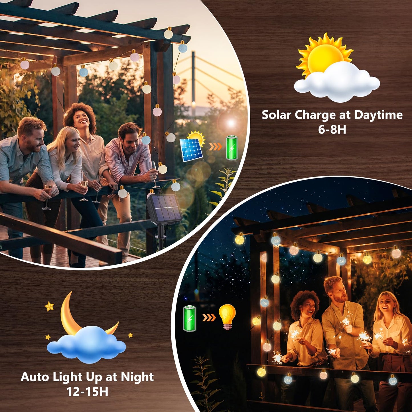 Qedertek Solar Lichterkette Aussen Wetterfest, 6M Solar Lichterkette Außen Warmweiß mit 16 Cotton Ball, LED Seil Solarlichterkette für Garten, Balkon, Hochzeit, Party, Kinderzimmer, Innen Osterdeko