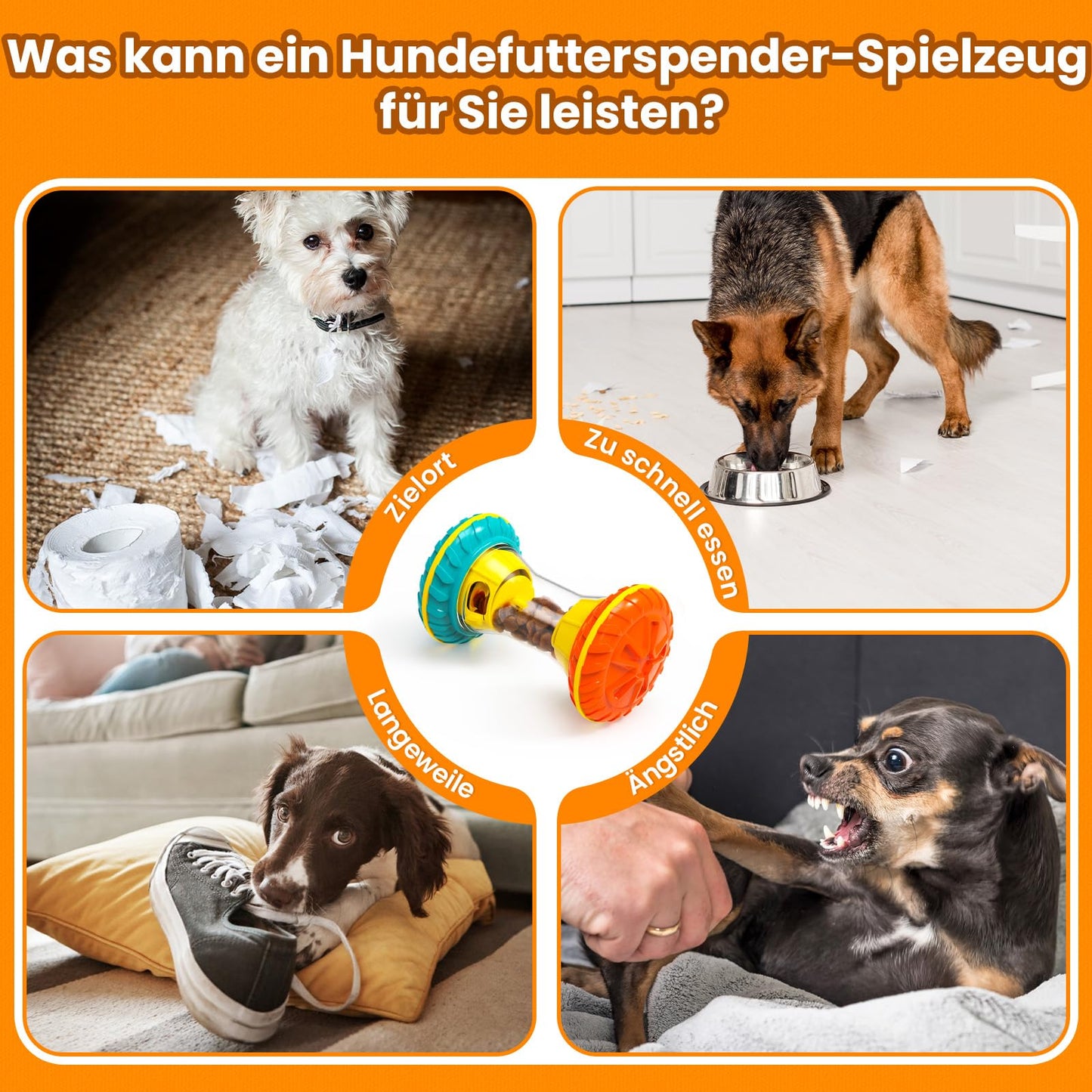 MateeyLife Interaktives hundespielzeug - Intelligenzspielzeug für Hunde mit Slow Feeder - Unzerstörbares Hundespielzeug zur geistigen Beschäftigung & Langsamfütterung - Lernspielzeug für Hunde