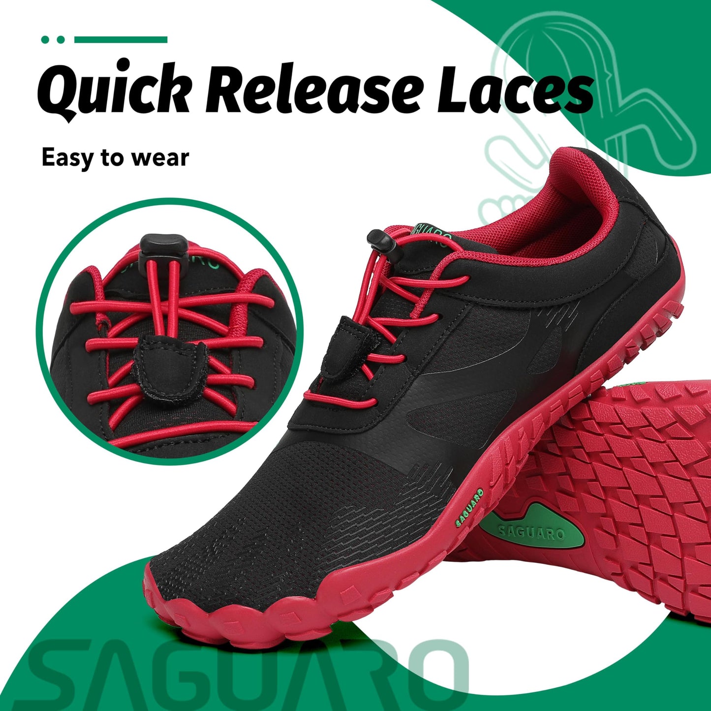 SAGUARO Barfußschuhe Damen Herren Zehenschuhe Traillaufschuhe Weich Bequem Barfussschuhe Fitnessschuhe Männer Frauen Trainingsschuhe für Joggen Laufen Wandern, Rot, 40 EU