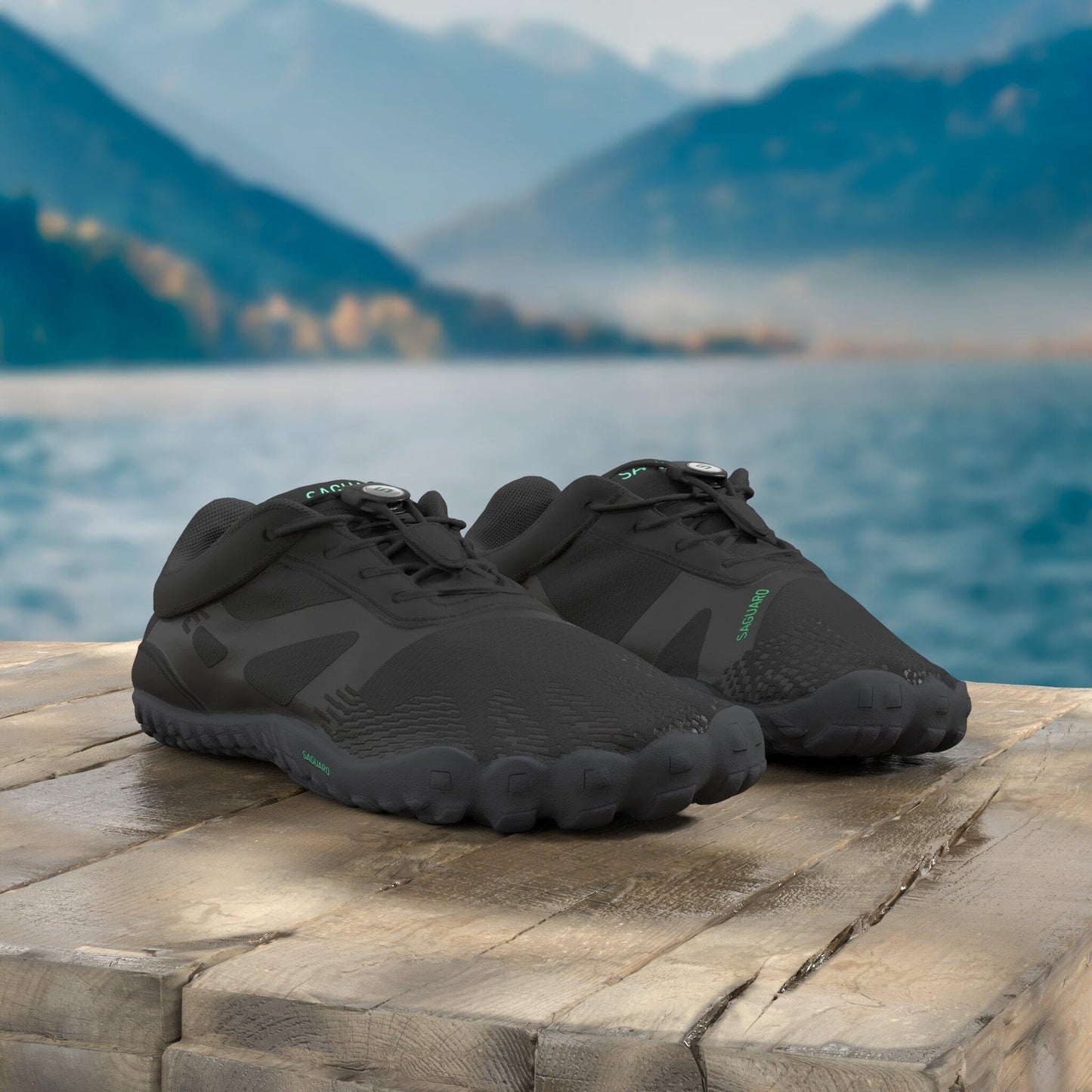 SAGUARO Barfußschuhe Herren Damen Traillaufschuhe Outdoor & Indoor Training Fitnessschuhe Wander Wald Strand Straße Laufschuhe Walkingschuhe Schnell Trocknend Badeschuhe, Öl Schwarz, 42 EU