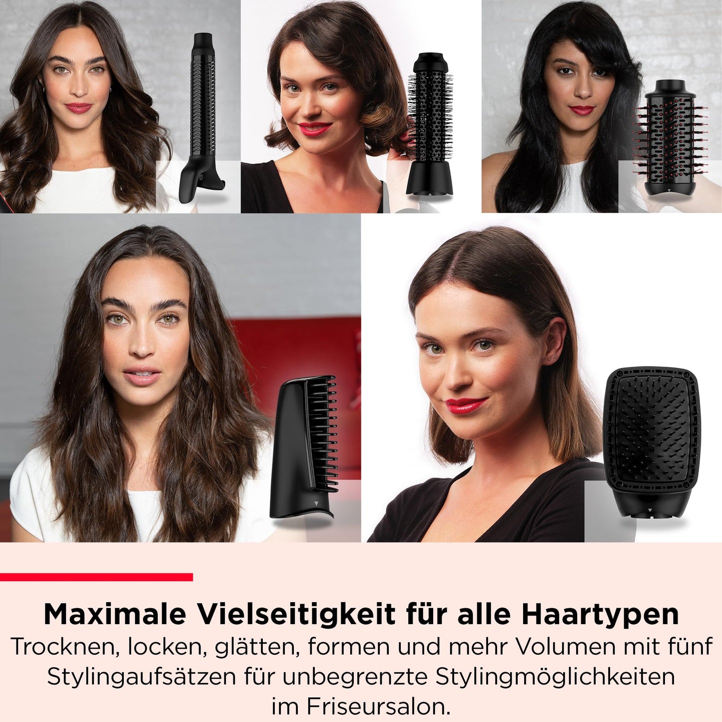 REVLON 5-in-1 One-StepTM-Haartrockner und Multi-Styler (abnehmbare Köpfe, Lockenaufsatz, Trockner, Volumiser, Styler, Formgeber). RVDR5370