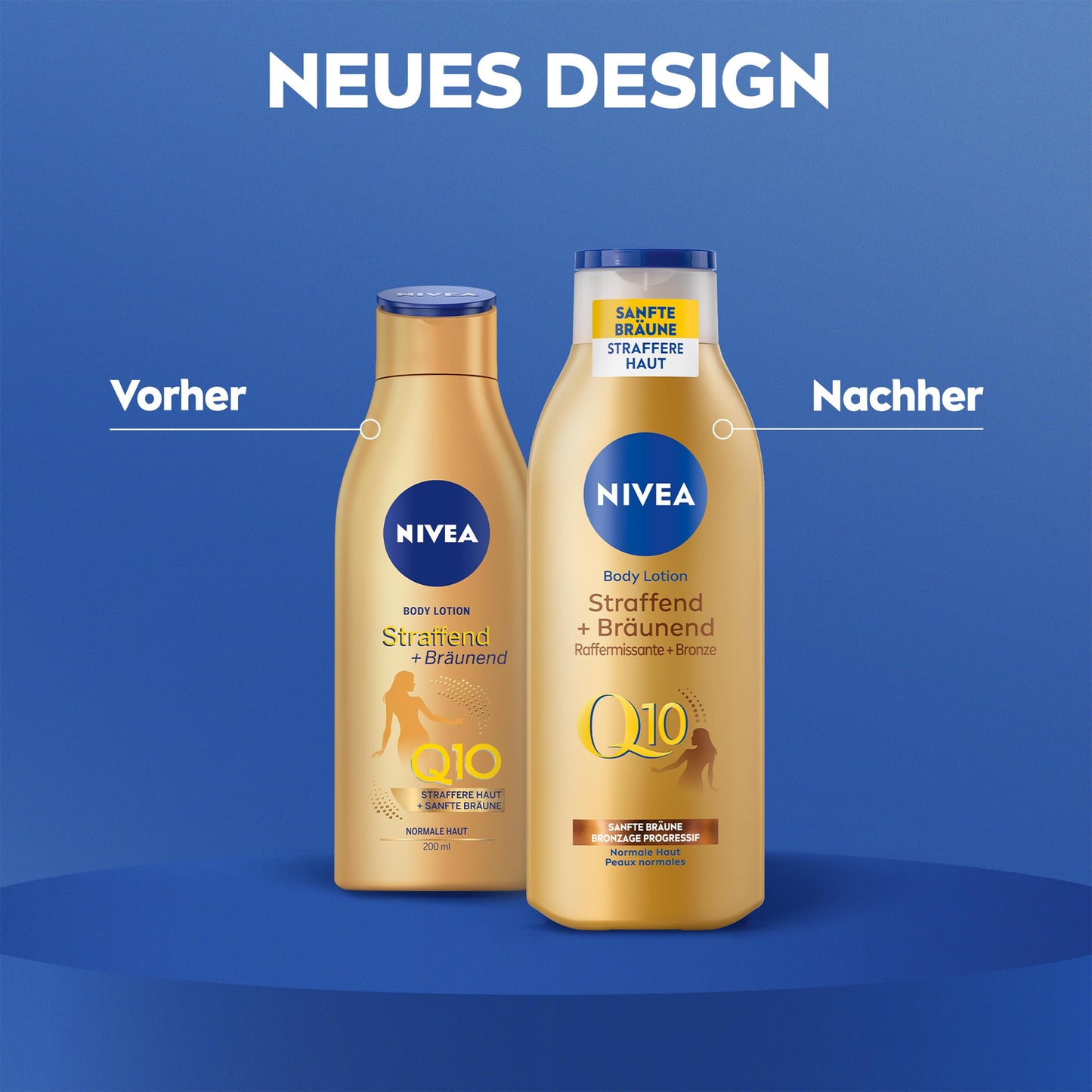 NIVEA Body Lotion Q10 Straffend + Bräunend, Pflege für eine sanfte Bräune mit frischem Sommerduft, Anti-Age Hautpflege mit Q10 für straffere Haut in 10 Tagen (200 ml)