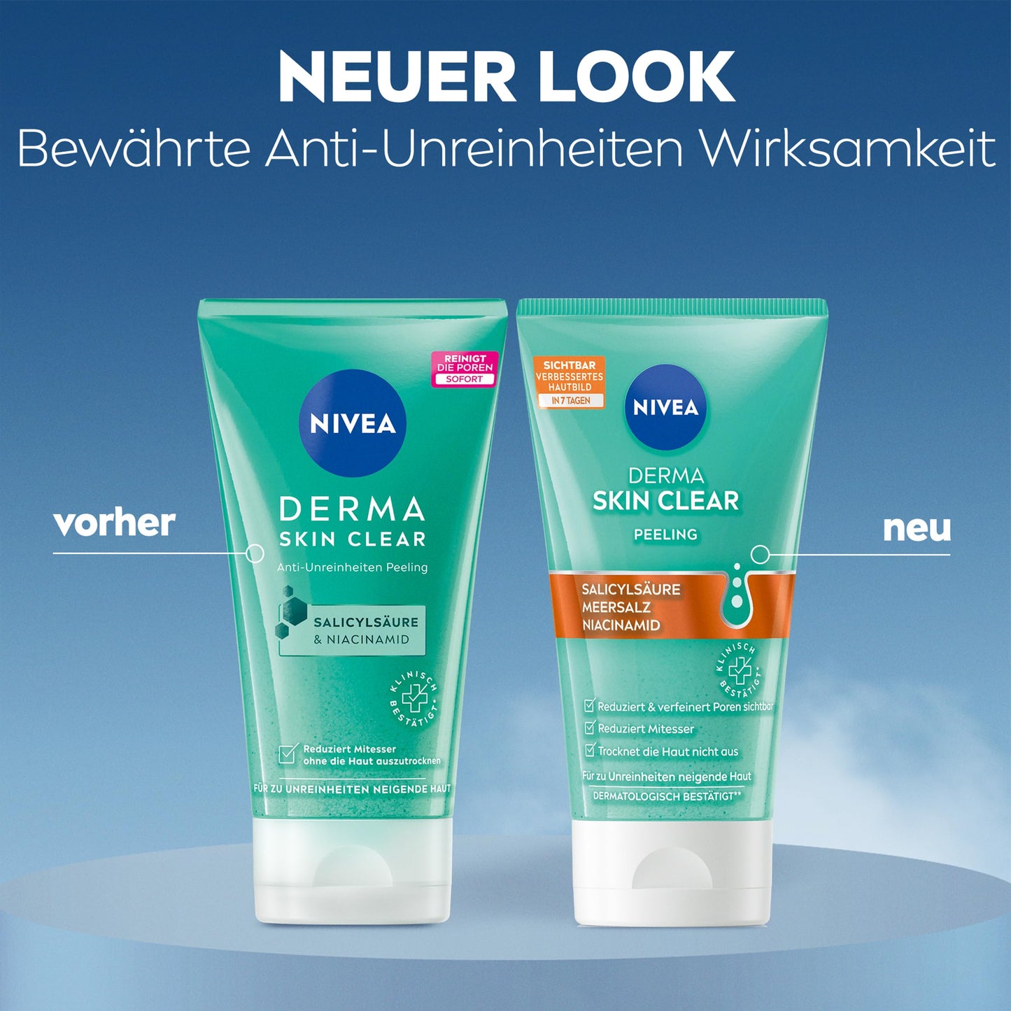 NIVEA Derma Skin Clear Peeling, porenverfeinerndes Peeling für Gesicht und Körper, Gesichtsreinigung mit Salicylsäure & Niacinamid für ein sichtbar verbessertes Hautbild (150 ml)