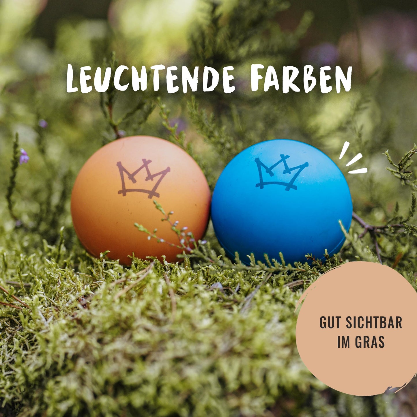 Rudelkönig Hundeball aus Naturkautschuk - Blauer Ball mit 6,5cm Ø - Nahezu unzerstörbares Hundespielzeug - Ball Hund