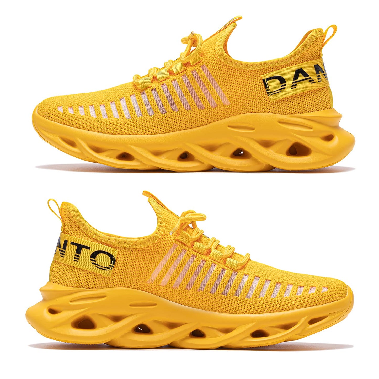DANNTO Laufschuhe Herren Turnschuhe Damen Sneaker Leichte Atmungsaktiv rutschfeste Sportschuhe Gym Fitness Outdoor Schuhe Fashion Straßenlaufschuhe Gelb 39