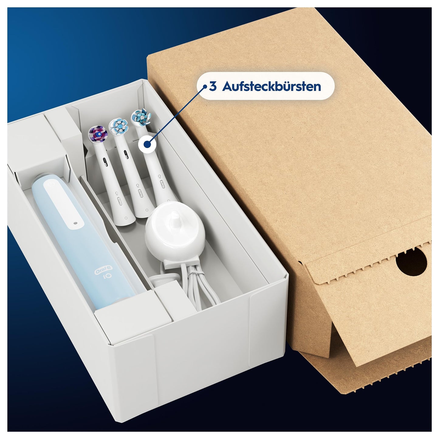 Oral-B iO Series 3 Plus Edition Elektrische Zahnbürste, Electric Toothbrush, drei Putzmodi für Zahnpflege, Designed by Braun, TESTSIEGER Stiftung Warentest (12, 2024), Ice Blue