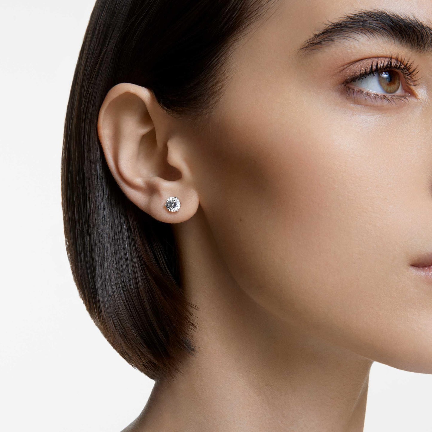 Swarovski Stilla Ohrstecker, Rundschliff, Weiß, Rhodiniert