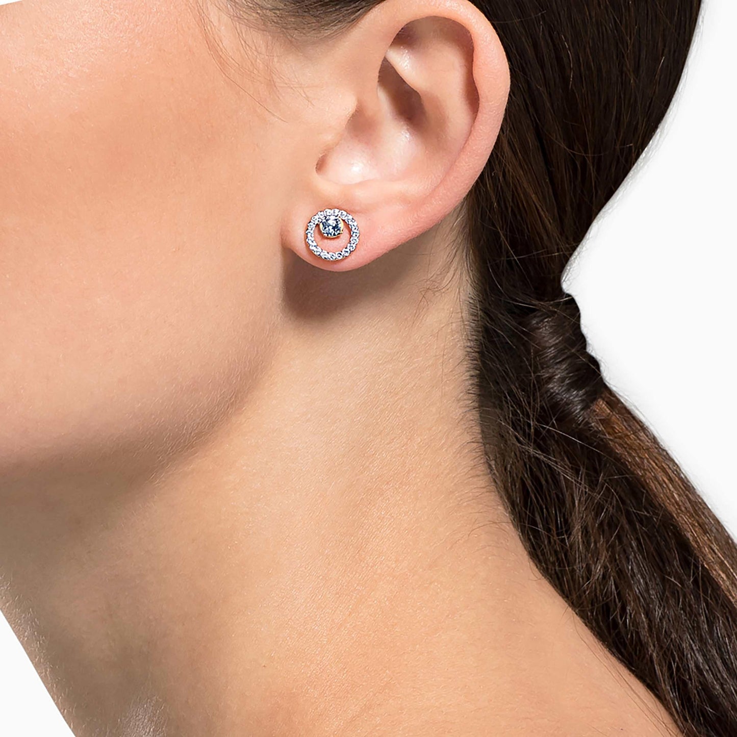 Swarovski Creativity Ohrstecker, Rund, Weiss, Roségold-Legierungsschicht