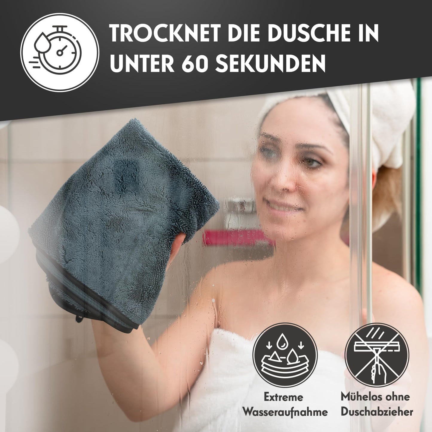 NATARO® 4 Stück Fast Dry it. Premium Trockentuch für Duschkabine, Auto, Haushalt, Camping – DAS ORIGINAL – extra saugfähiges Microfasertuch, fusselfrei, kratzfrei Shiny Wipes Tücher 40x50cm