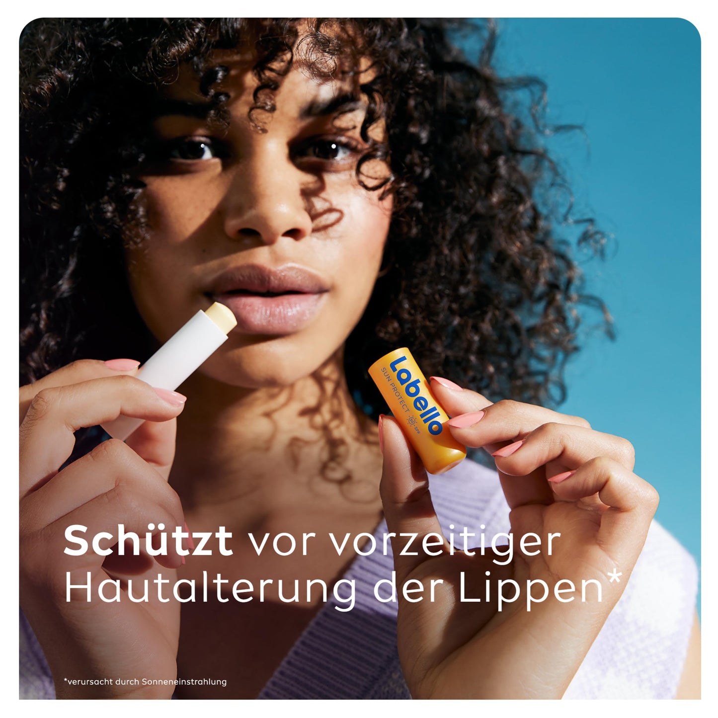 Labello Sun Protect LSF 50, wasserfeste Lippenpflege mit hohem Sonnenschutz, mineralölfreie Lippenpflege mit Sheabutter, Vitaminen & natürlichen Ölen (4,8 g)