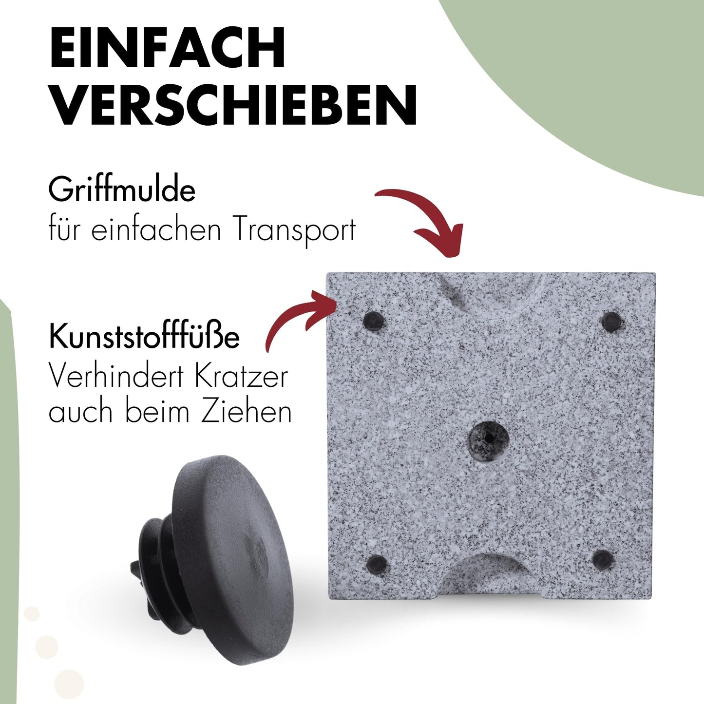 Doppler Granitsockel 25kg I Schirmständer mit Griff-Mulde für Transport I Sonnenschirmständer für Sonnenschirme mit max. 200cm Schirmdurchmesser & 2,5-4,8cm Rohrdurchmesser