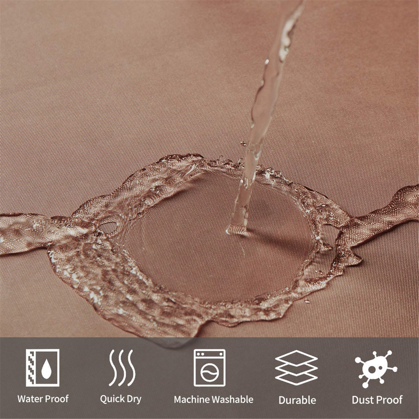Furlinic Duschvorhang 180x200cm Textile Vorhänge aus Stoff Wasserdicht Anti-schimmel Waschbar Badezimmer Vorhang für Bad in Badewanne Weiß nach Taupe mit 12 Duschringe.