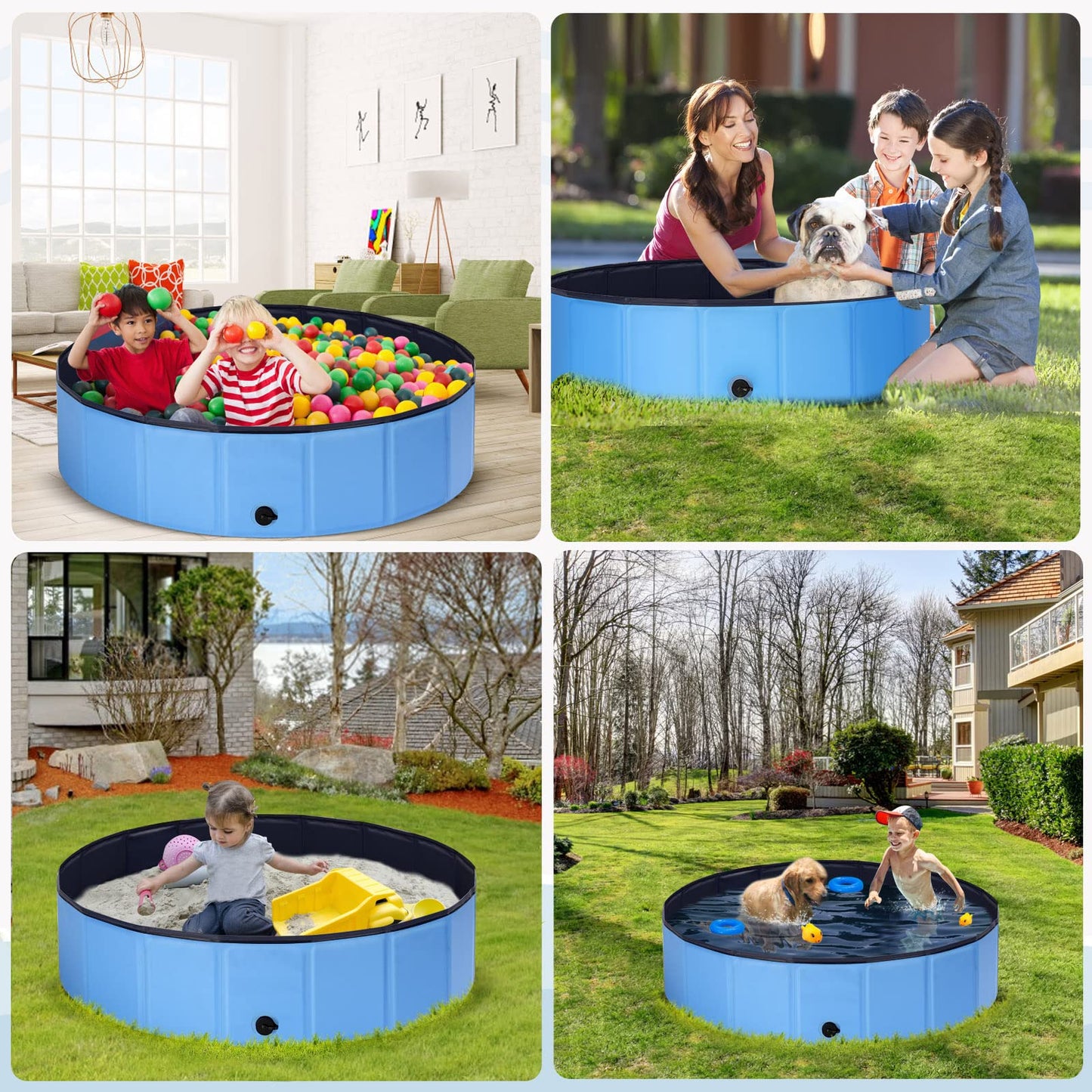 Ezilif Hundepool für Große & Kleine Hunde, Faltbare Hunde Pool rutschfest, 80 x 20cm Schwimmbecken für Hunde Verdickt PVC, Planschbecken Hund Verschleißfest, Hundebadewanne Swimmingpool