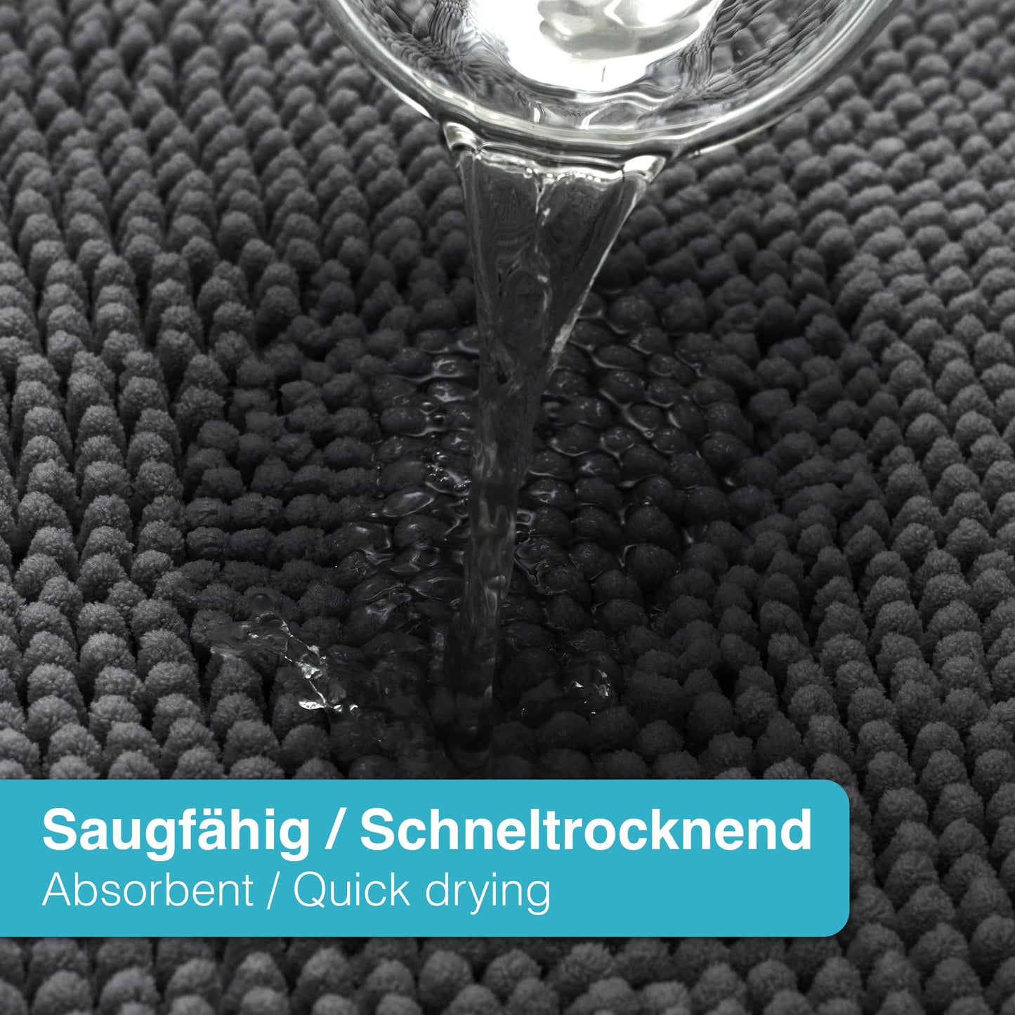 Seamarkt Chenille Badematte rutschfest, weich Badvorleger, saugfähig Duschvorleger für Badezimmer, Waschbare badteppich, 50x80 cm, Anthrazit