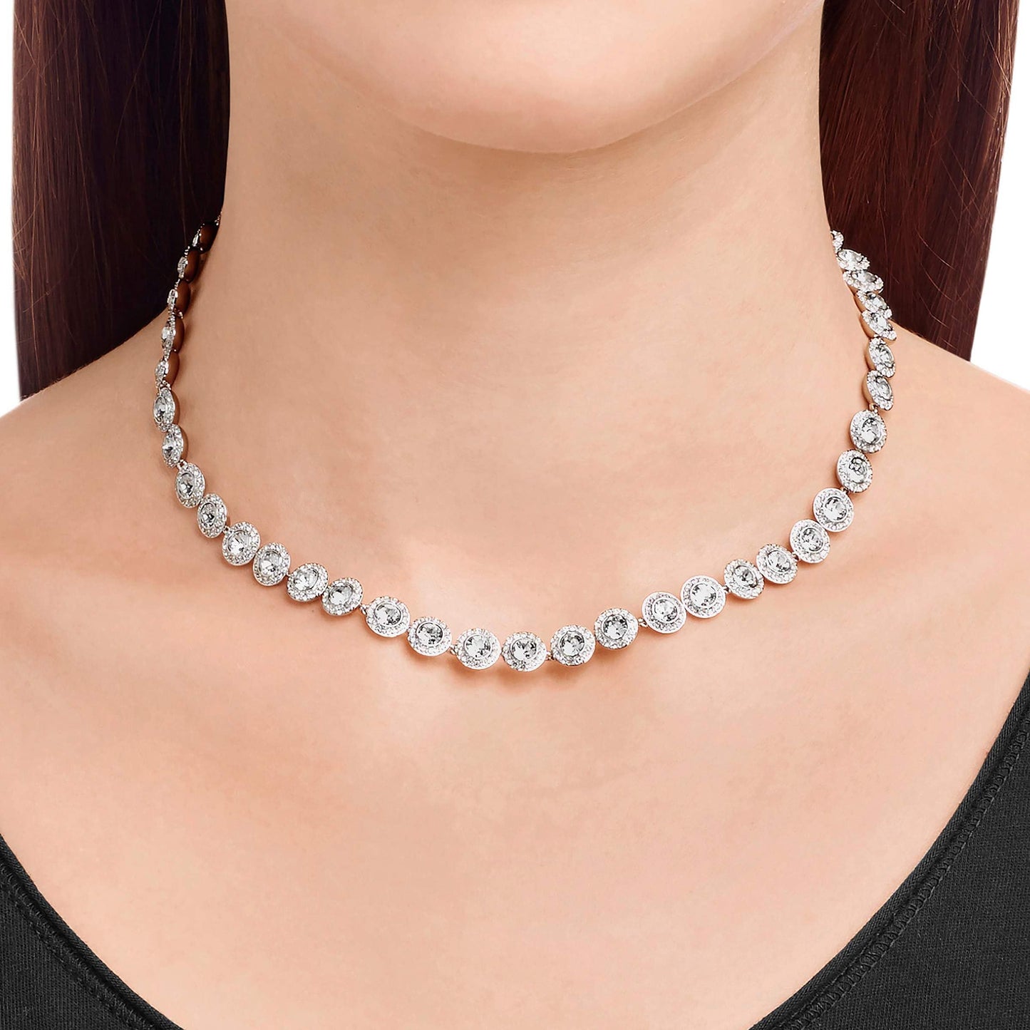Swarovski Una Angelic Halskette, Rund, Weiss, Rhodiniert
