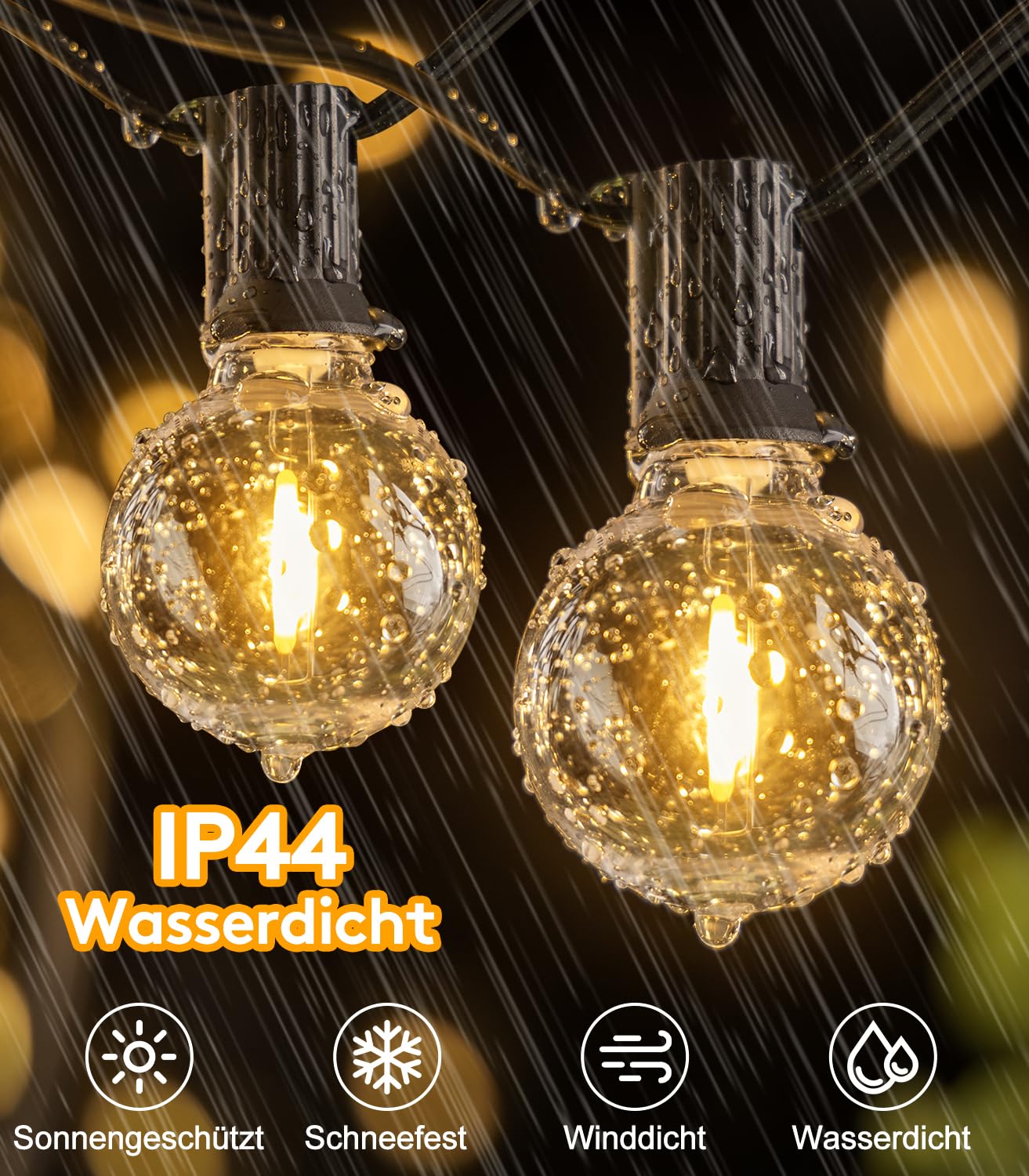 Lichterkette Led Außen Outdoor Strom: 20M Aussen Beleuchtung 65ft G40 Garten Glühbirnen Balkon Pavillon Lichterketten Terrasse Party String Lights IP44 Wetterfest mit Fernbedienung Gartenbeleuchtung