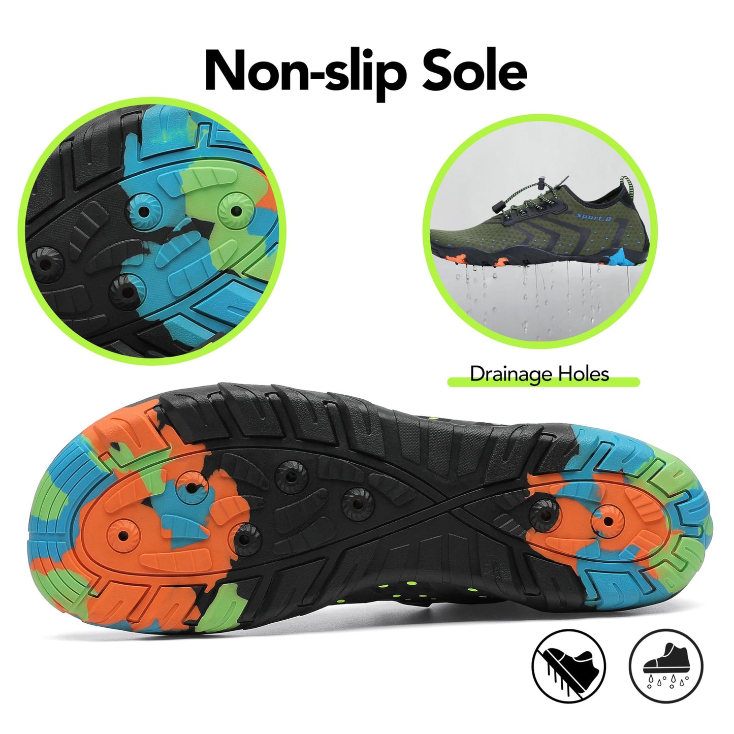 SAGUARO Badeschuhe Strandschuhe Aquaschuhe Wasserschuhe Surfschuhe Schwimmschuhe für Damen Herren Kinder,Neu-Grün,35 EU