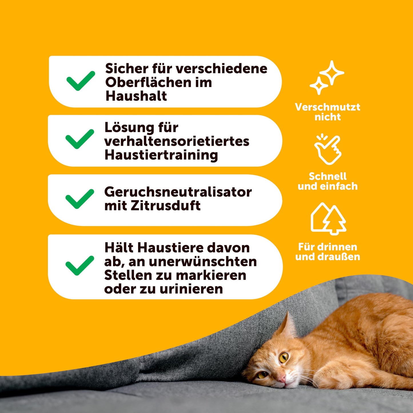 Petsly® Mildes Hunde & Katzenabwehrspray - 500ml - Nicht färbend - Hundeschreck gegen Urinieren - Katzen Schreck Spray auch als Kratz & Knabberschutz - Hundeabwehrspray Innen- und Außenanwendung