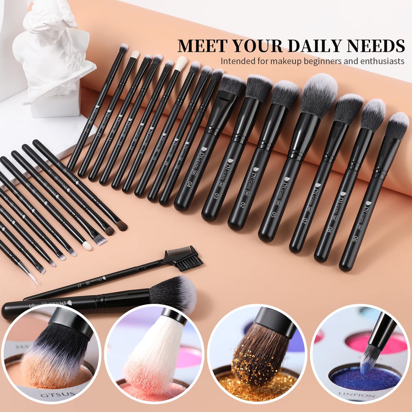 DUcare Pinselset Makeup 27 Stücke Professional Make up Matte Premium Hair Kabuki Foundation Pinsel Blending Lidschatten Schminkpinsel set