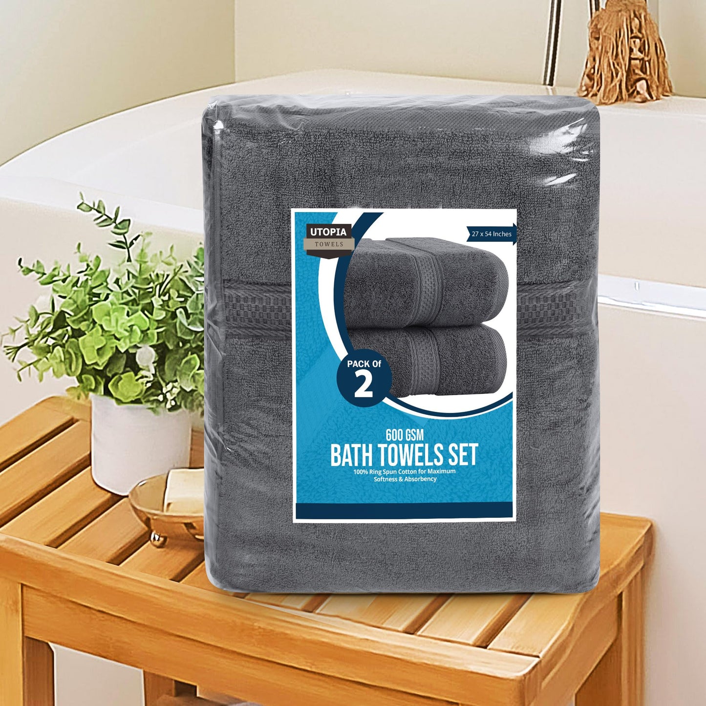 Utopia Towels - 4er-Pack Badetücher Set Premium 100% ringgesponnene Baumwolle 69 x 137 cm Handtücher, sehr saugfähig, weiches Gefühl Duschtücher (Grau)