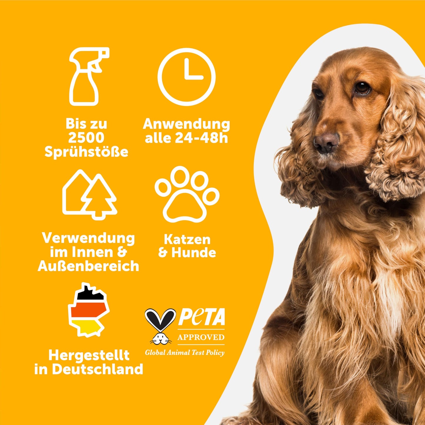 Petsly® Mildes Hunde & Katzenabwehrspray - 500ml - Nicht färbend - Hundeschreck gegen Urinieren - Katzen Schreck Spray auch als Kratz & Knabberschutz - Hundeabwehrspray Innen- und Außenanwendung