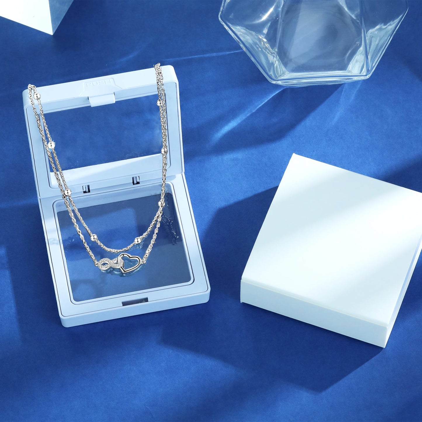 Jbniuay Fußkettchen für Damen 925 Sterling Silber - Infinity Herz Fußkette - Damen Fußkettchen - Fußkette damen Verstellbare 23+5cm - Geschenke für Frauen/damen/mama/mutter