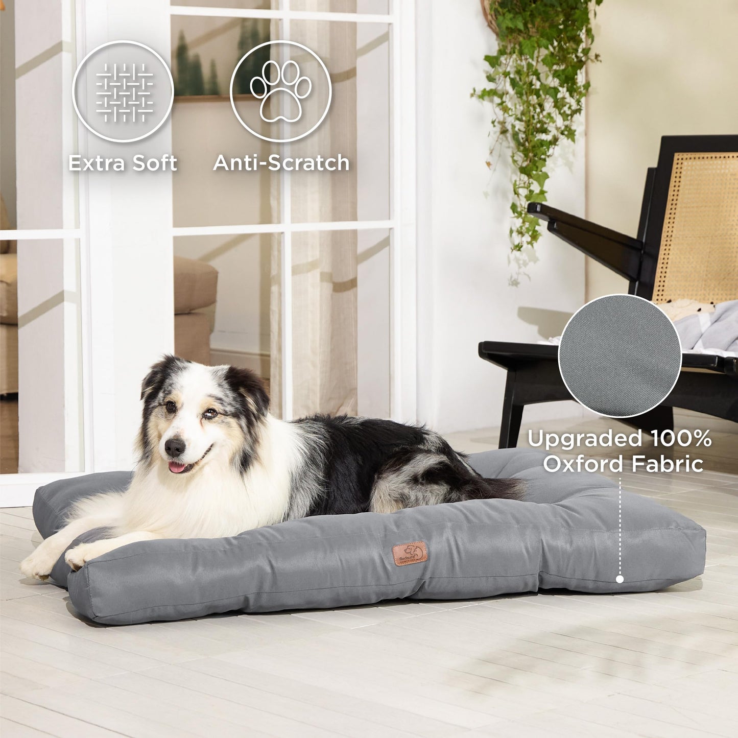 BEDSURE Hundekissen große Hunde waschbar - 111x89cm hundematratze wasserdicht XXL für große, mittelgroße Hunde Outdoor gepolstert Hundematte grau in 10cm Höhe, groß XL Hundebett für Haustiere