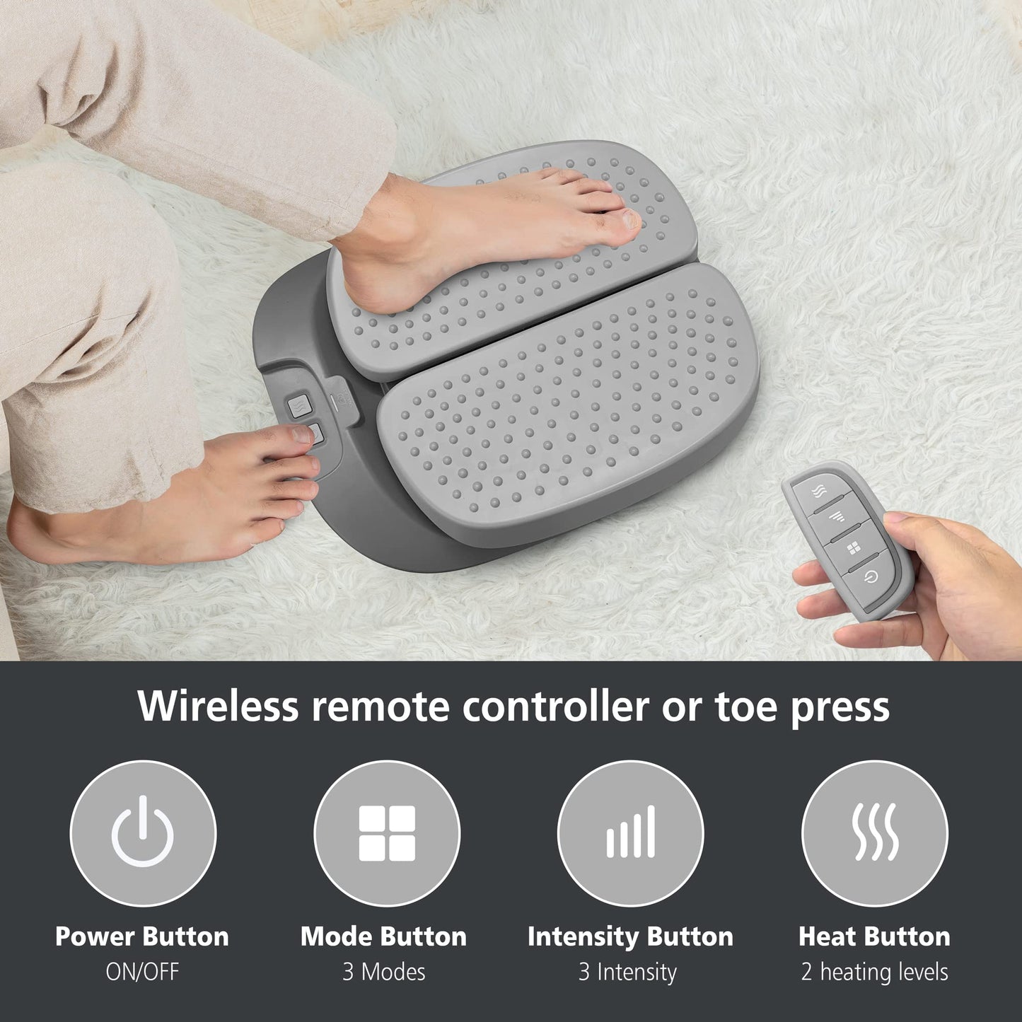 SNAILAX Shiatsu Fußmassagegerät mit Wärmefunktion, Fernbedienung, einstellbare Vibration Geschwindigkeit elektrische Maschine für die Durchblutung, Plantar Fasciitis, Schmerzlinderung
