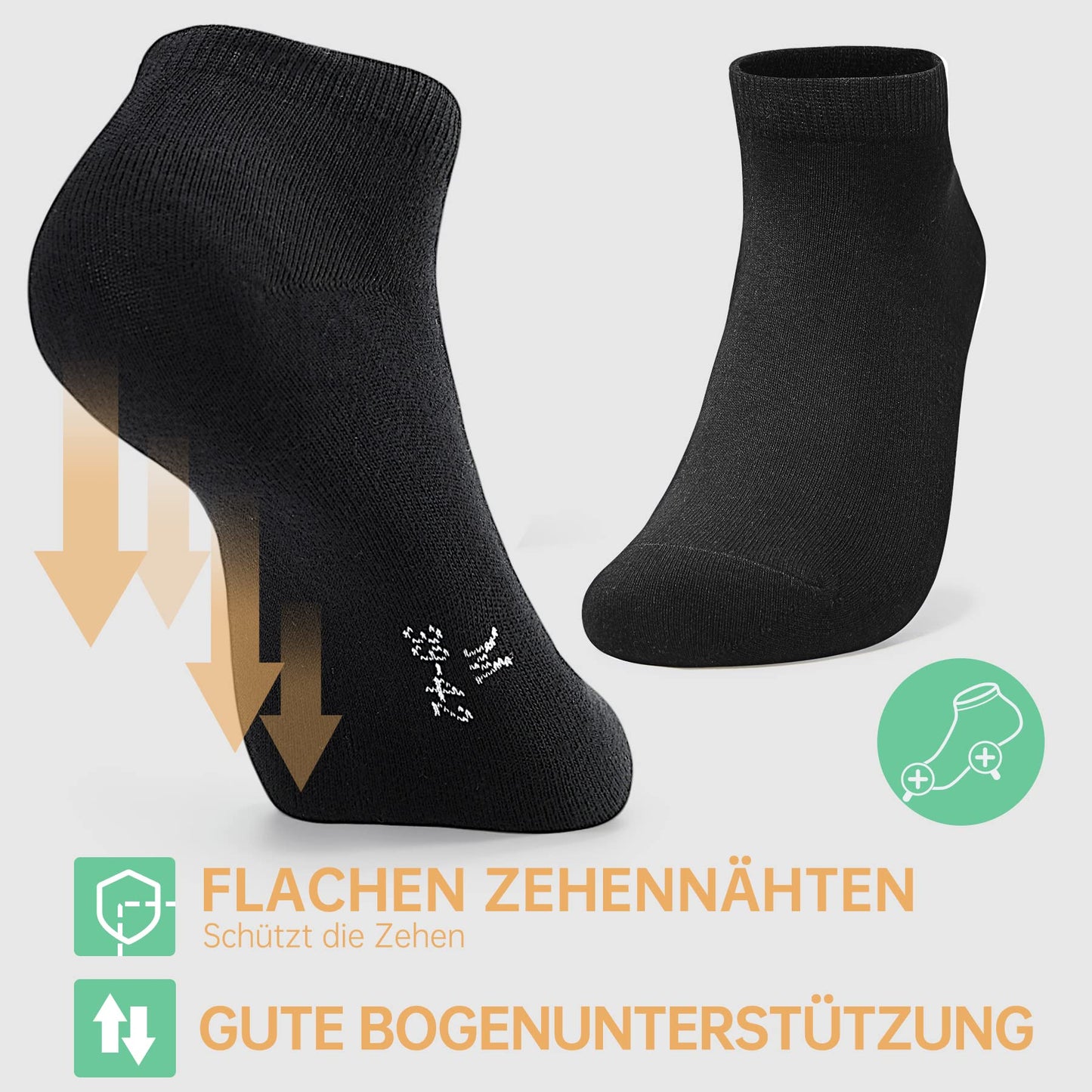 FALARY Sneaker Socken Herren Damen 12 Paar Kurze Halbsocken Baumwolle-Schwarz-43-46