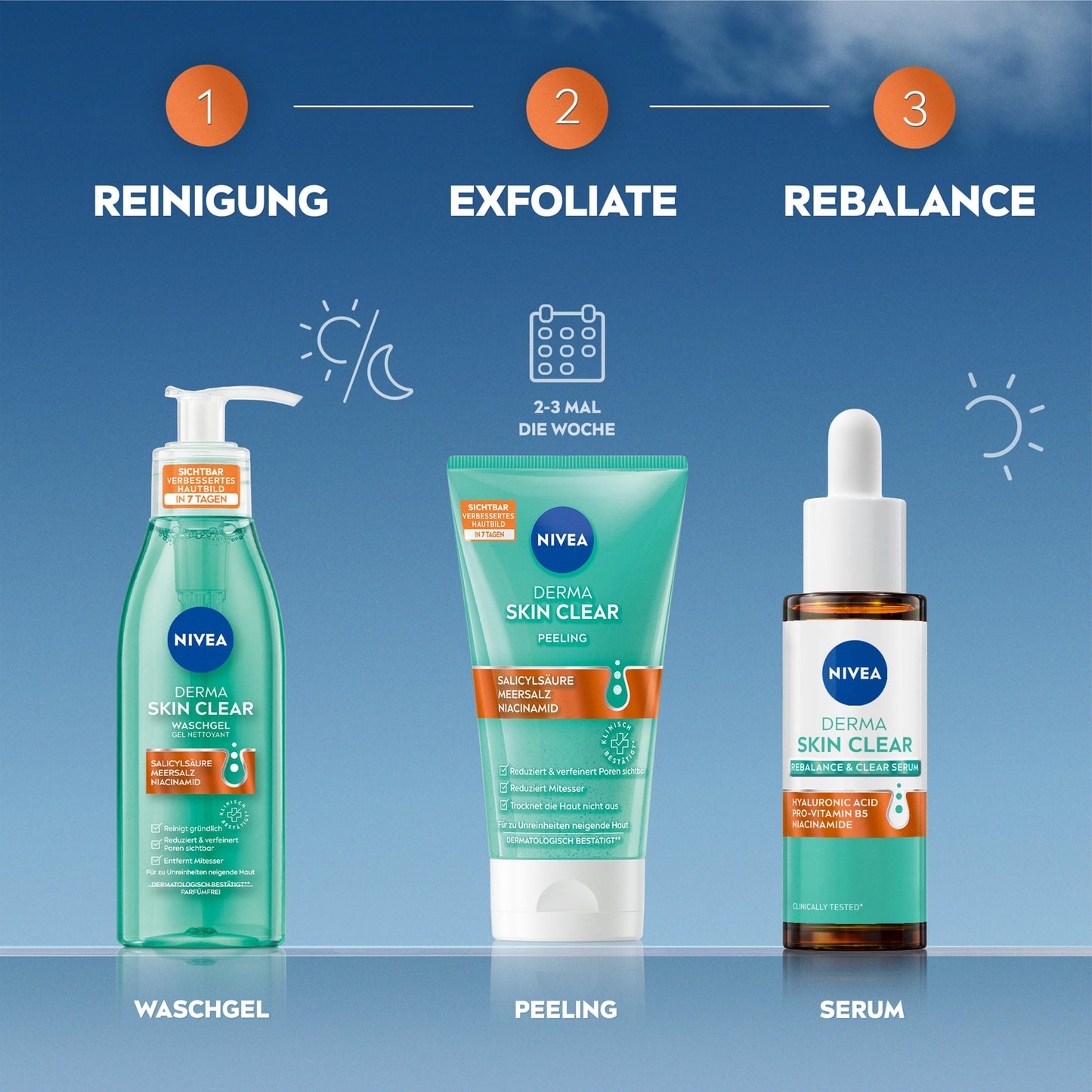 NIVEA Derma Skin Clear Peeling, porenverfeinerndes Peeling für Gesicht und Körper, Gesichtsreinigung mit Salicylsäure & Niacinamid für ein sichtbar verbessertes Hautbild (150 ml)