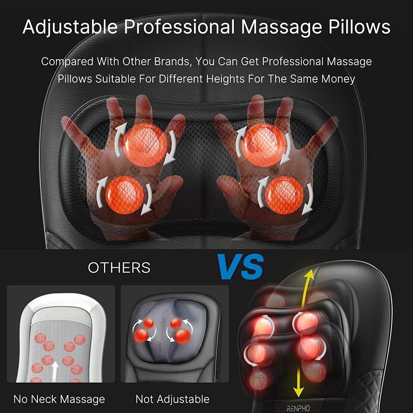 RENPHO Massagesitzauflage, Geschenke für Männer Weihnachten, Shiatsu Massageauflage Rückenmassagegerät mit DREI Massagezonen Wärmefunktion und Vibrationsmassage, Tiefenmassage Rollmassage für Nacken