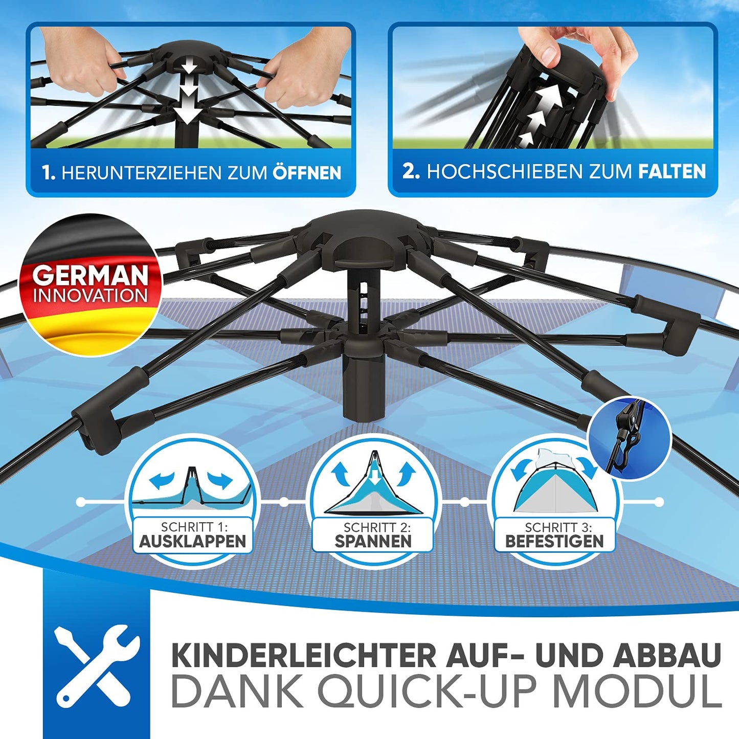 Aretus - Wurfzelt 2-4 Personen AUF-ABBAU IN 45 Sekunden -Extra Groß & Wasserdicht- Pop up Zelt 3 Person automatik Wurfzelt 3 Personen Mann zelte