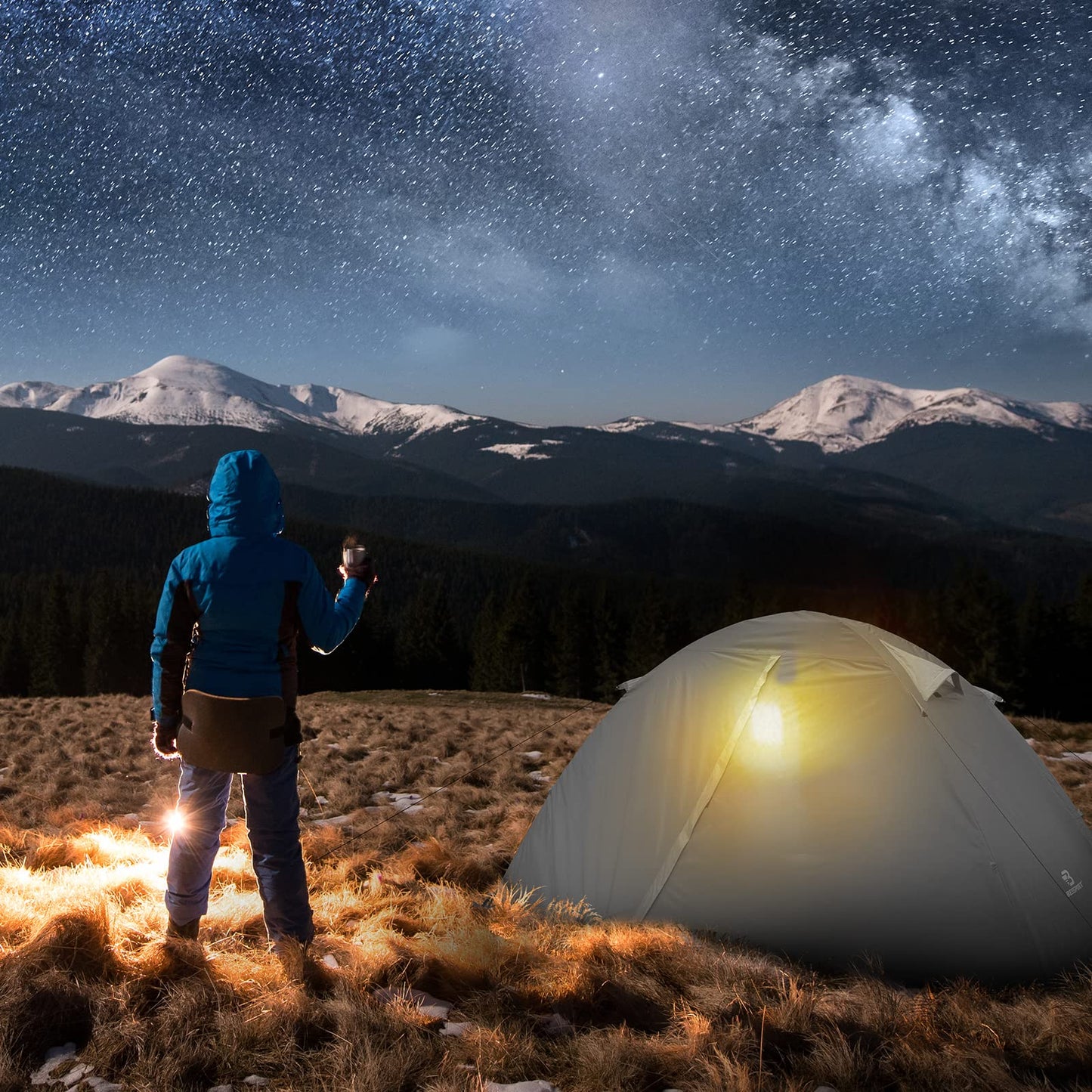 Bessport Zelt 1 & 2 & 4 Personen Ultraleichte, 3-4 Saison Wasserdicht & Winddicht Kuppelzelt, Kleine Packungsgröße, Geeignet für Erwachsene, Wandern, Camping, Outdoor (1 Person- Grau)