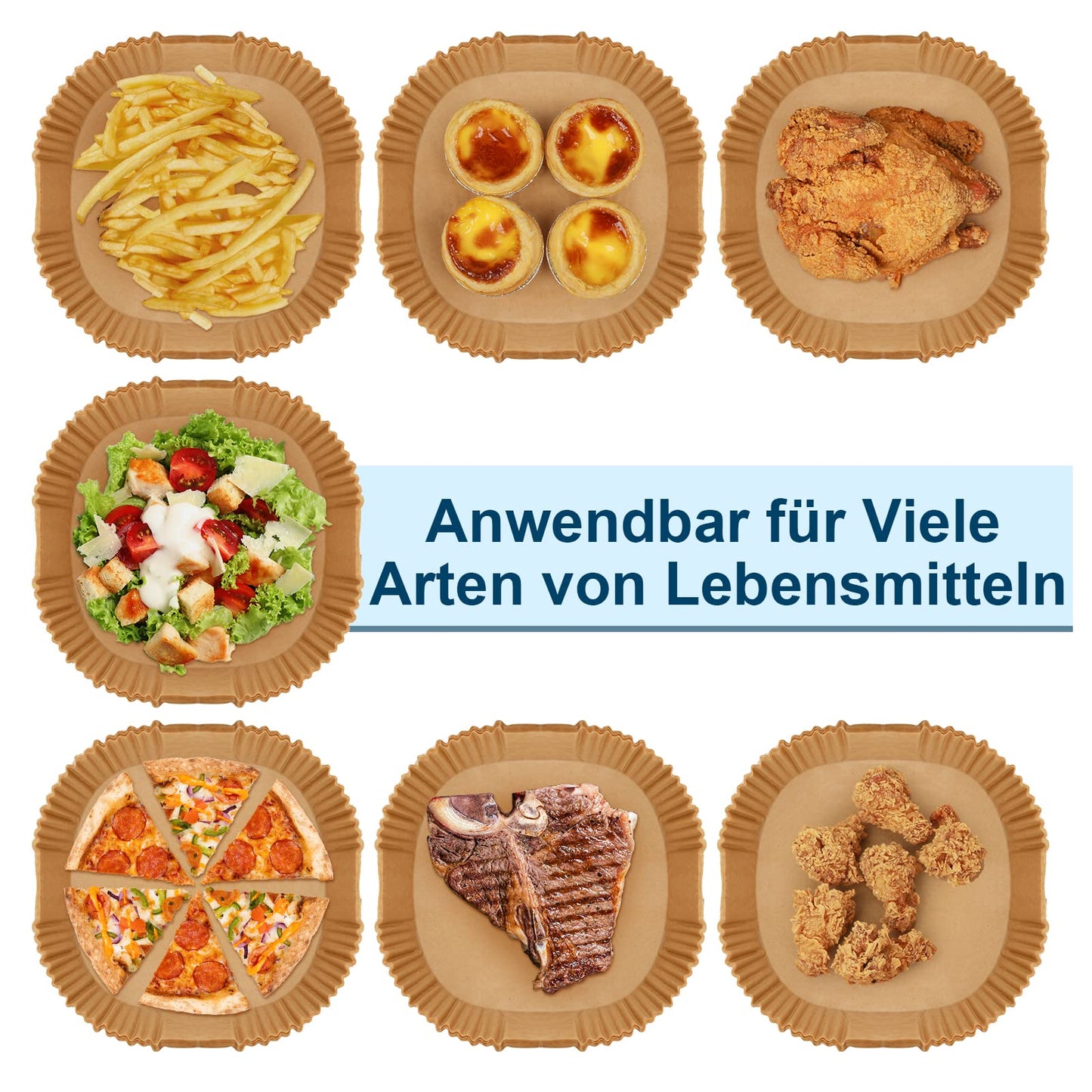 100 Stück Backpapier für Heißluftfritteuse 4,5L-8L, Stone TH 20-24cm Airfryer Backpapier Pergamentpapier Liner Kompatibel mit COSORI Philips Cecotec Midea Russell Hobbs XL XXL Airfryer