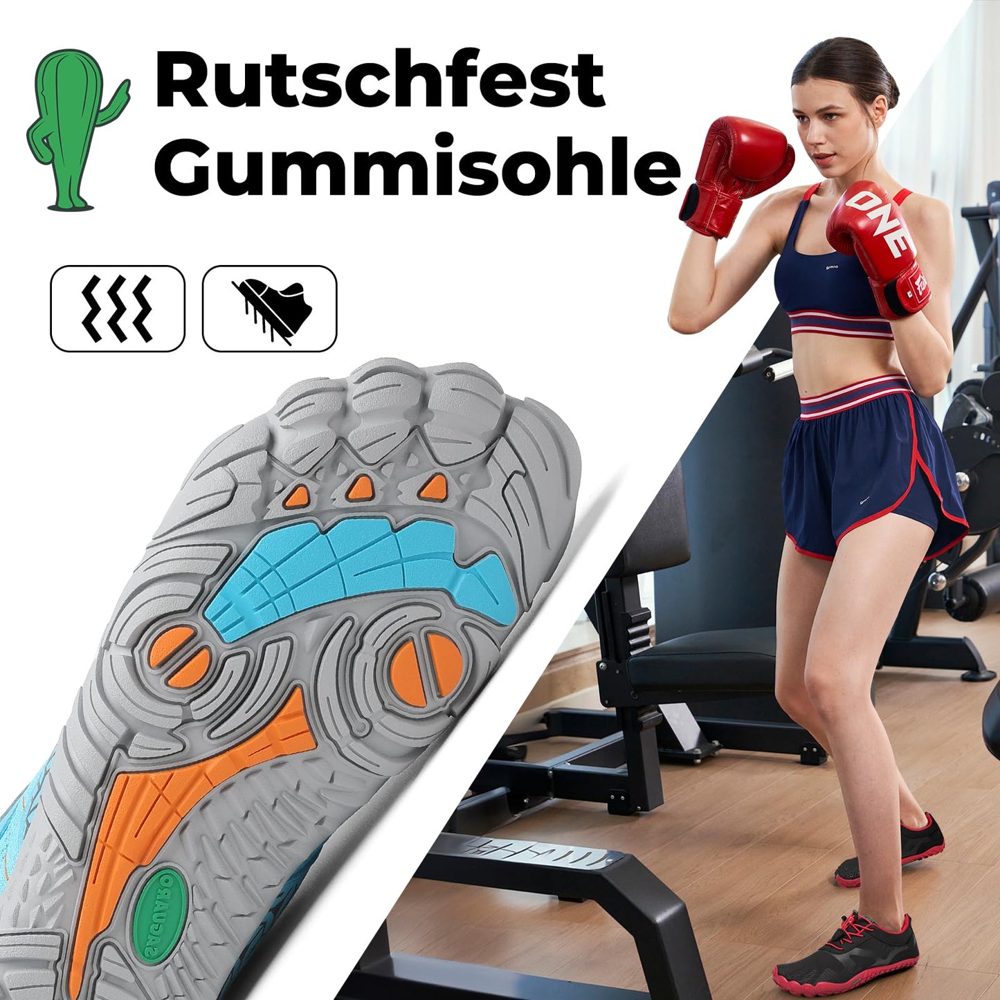 SAGUARO Barfußschuhe Herren Barfuss Schuhe Damen Barfussschuhe Zehenschuhe Outdoor & Indoor Fitnessschuhe rutschfest Traillaufschuhe Barefoot Shoes mit Zero-Drop Solhe Aero,Gr.45