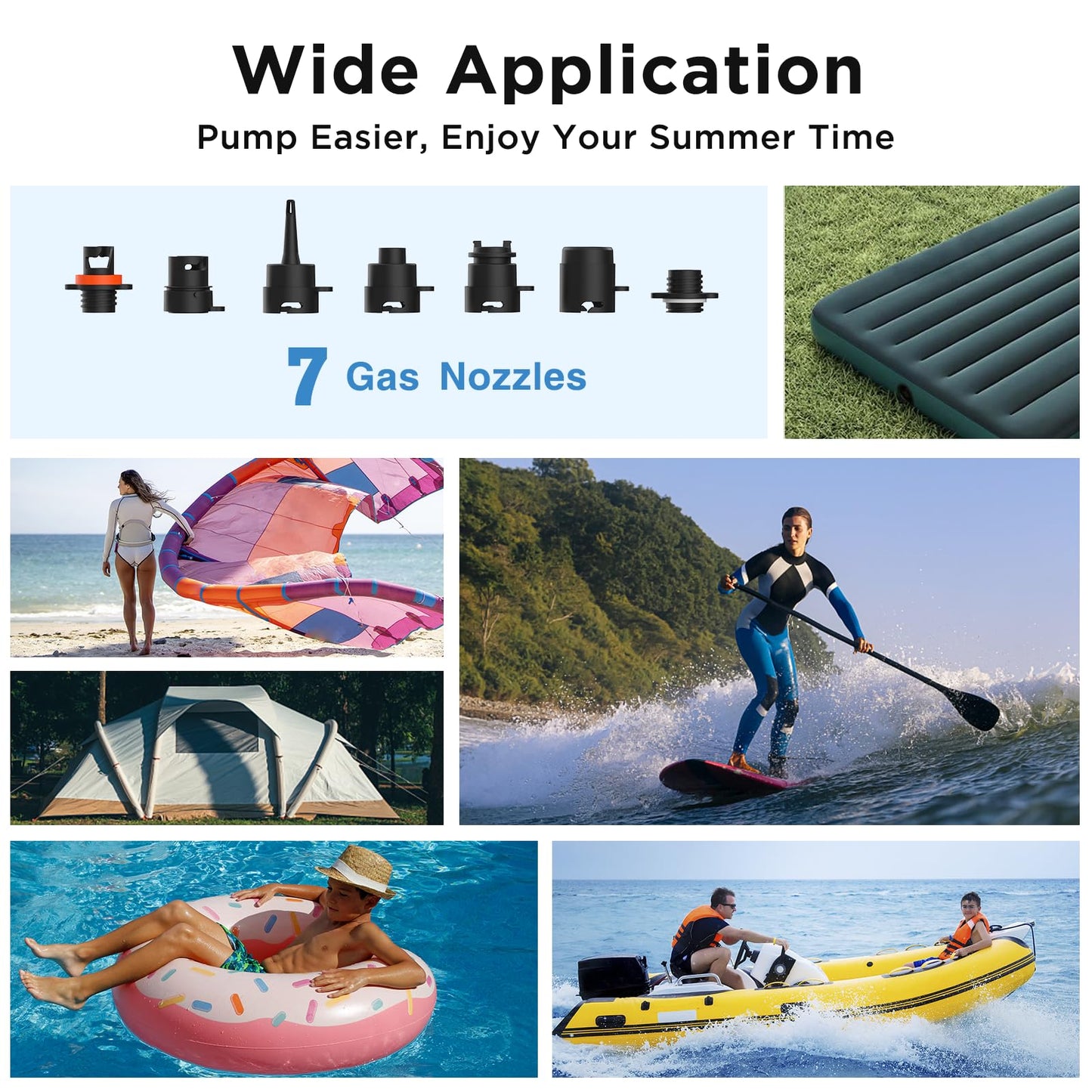 AIRBANK Elektrische Luftpumpe SUP Pumpe mit Akku Der Puffer Pro, Wiederaufladbare Dual Stage Auto Off Luftpumpe für Paddleboard, Wing Foil & Kite, Zelt, Matratze (Orange)