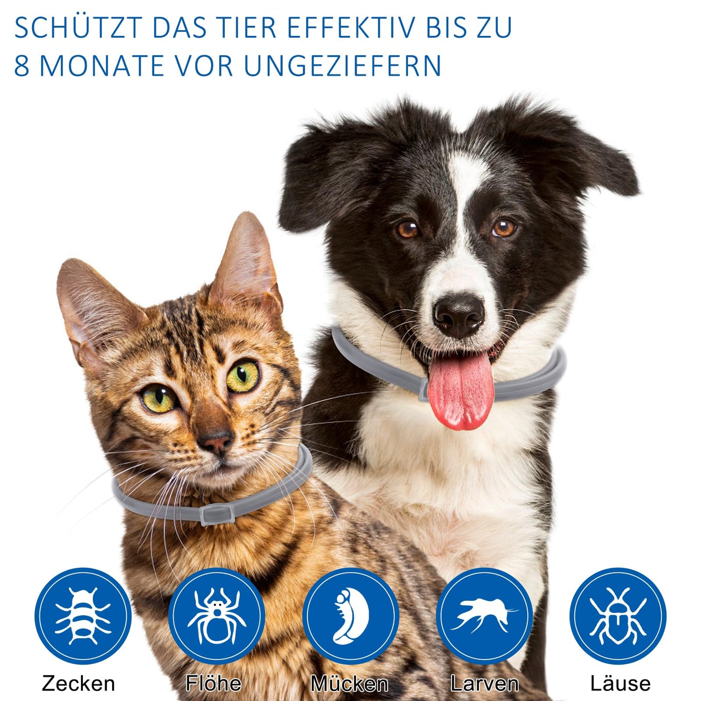 DEWEL 63,5cm Zeckenhalsband für Hunde, Verstellbar Floh-und Zecken Prävention Halsbänder Wasserdicht Flohhalsband gegen Ungeziefer