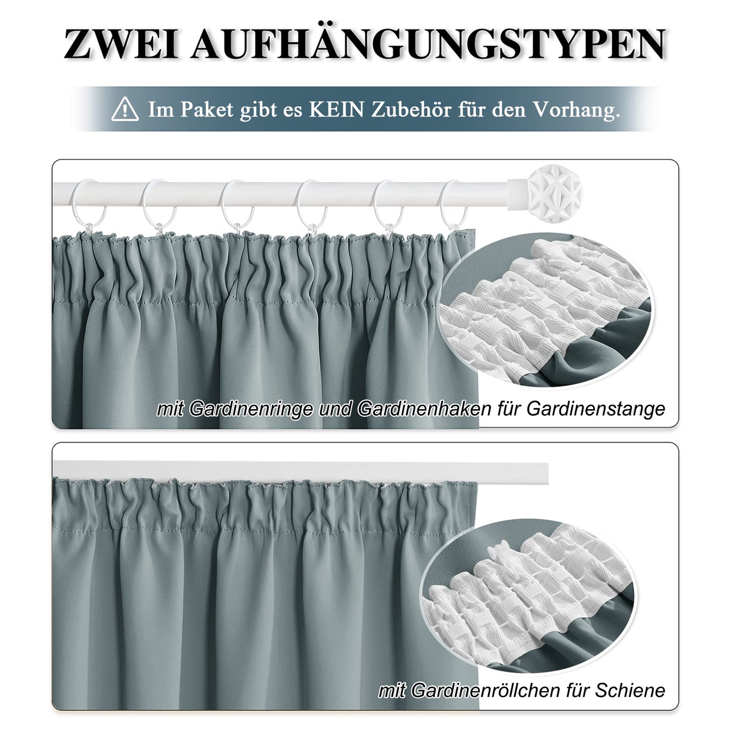 PONY DANCE Thermogardine gegen Kälte Verdunklungsvorhänge für Schiene Gardinen 1er Set H 245 x B 300 cm Extra Breite Vorhänge mit Kräuselband Wohnzimmer Übergardinen Blickdicht, Graublau