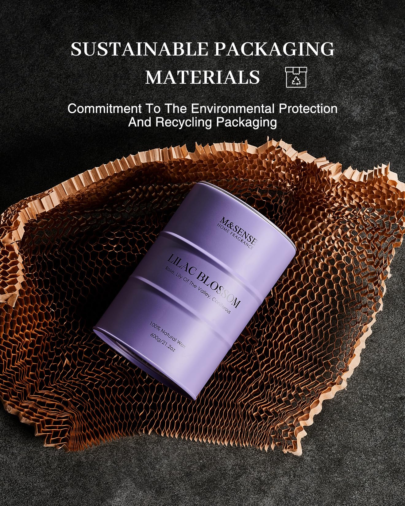M&SENSE Lavendel Duftkerze im Glas zu Haus 600g 130 Stunden lang brennend Aromatherapie Kerze für Entspannung Geschenke für Mama Lehrer Freunde Weihnachtensgeschenk