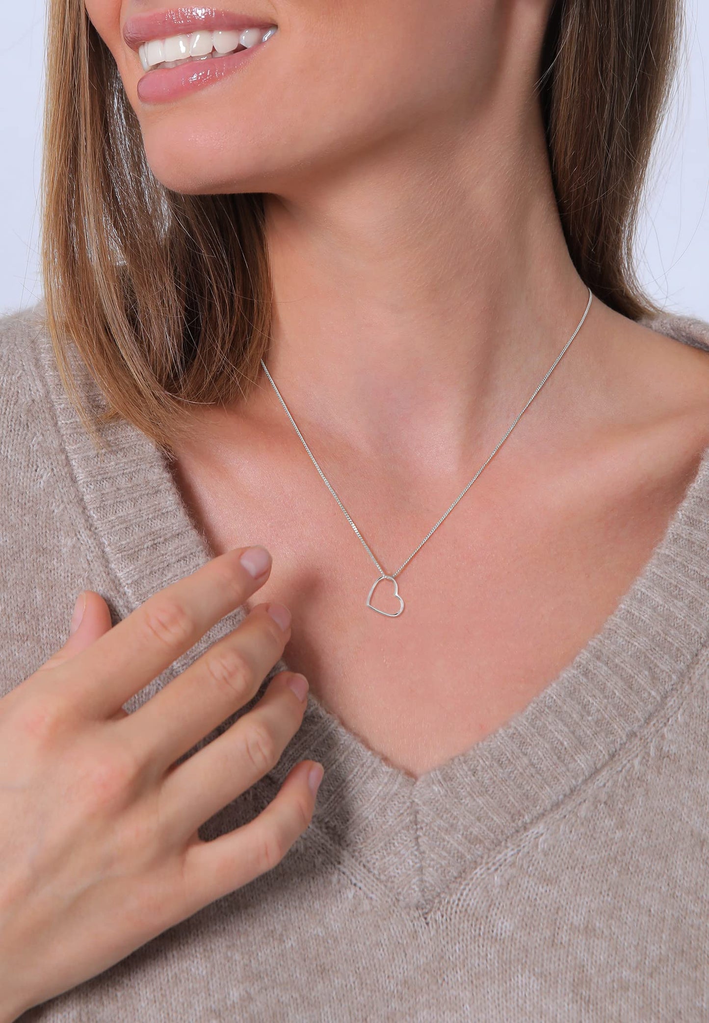 Elli Halskette Damen Herz Anhänger Basic in 925 Sterling Silber