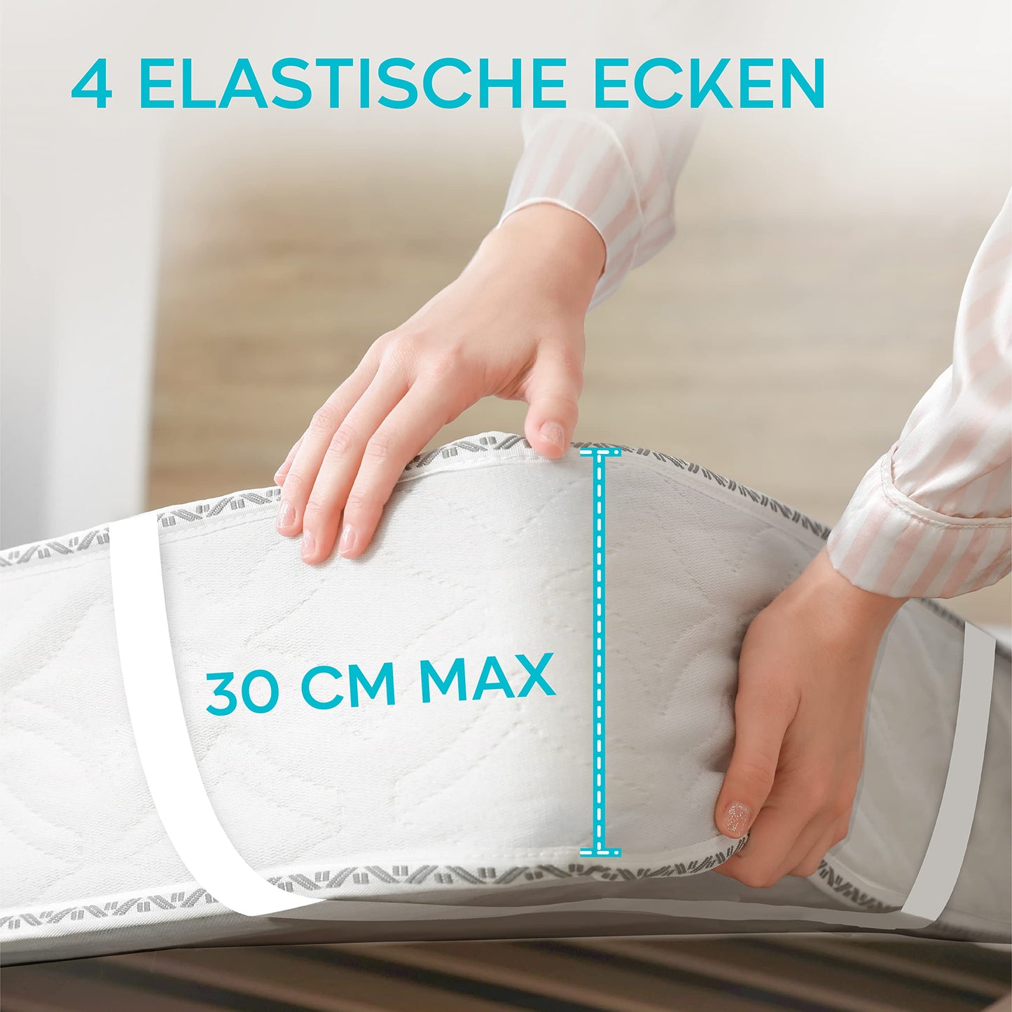 Matratzenschoner 180x200 Wasserdicht Oeko-TEX Zertifiziert von Twinzen - Matratzenschoner 180x200 Baumwolle Atmungsaktiv mit 4 Eckgummis