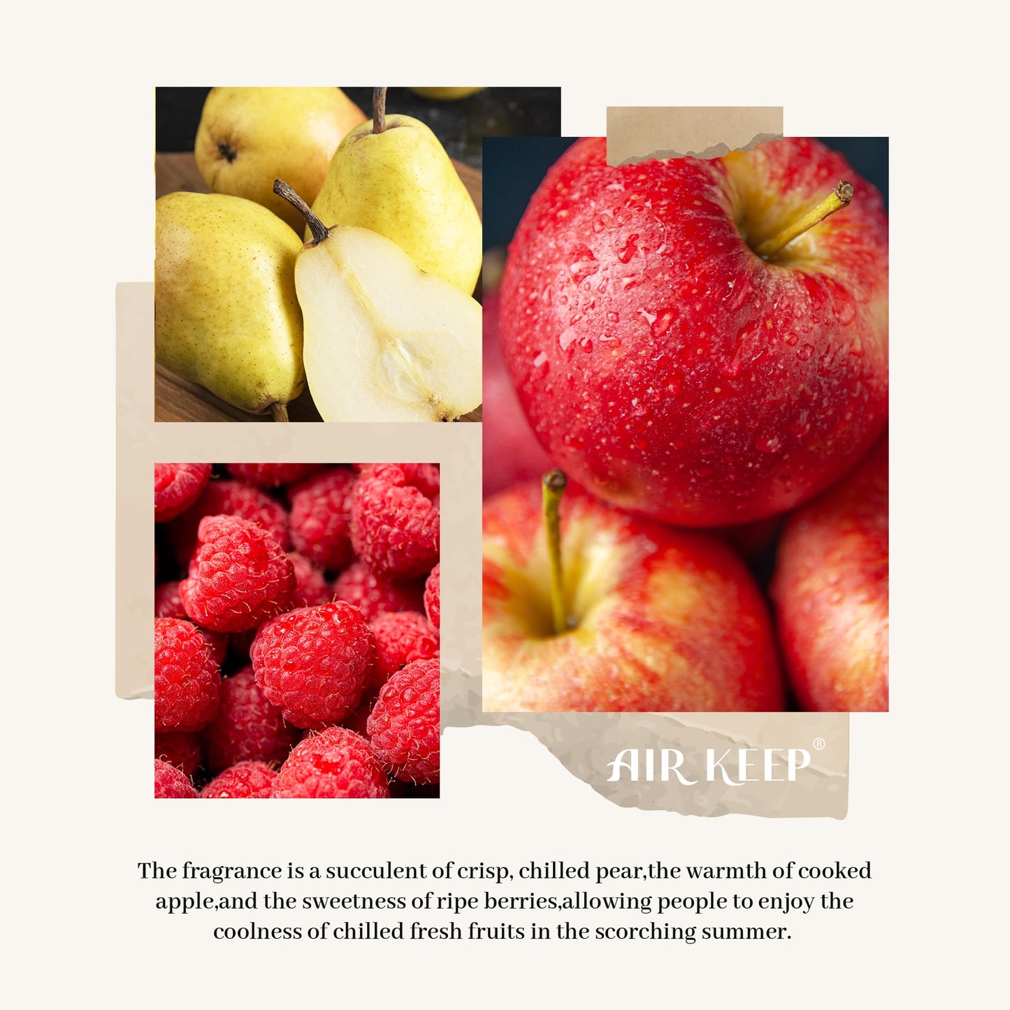 Airkeep Raumduft Frozen Pear Cooked Apple, Rose Reed Diffuser Set 150ml, Raumduft mit Stäbchen, Lufterfrischer Für Badezimmer, Wohnung, Heimdekoration