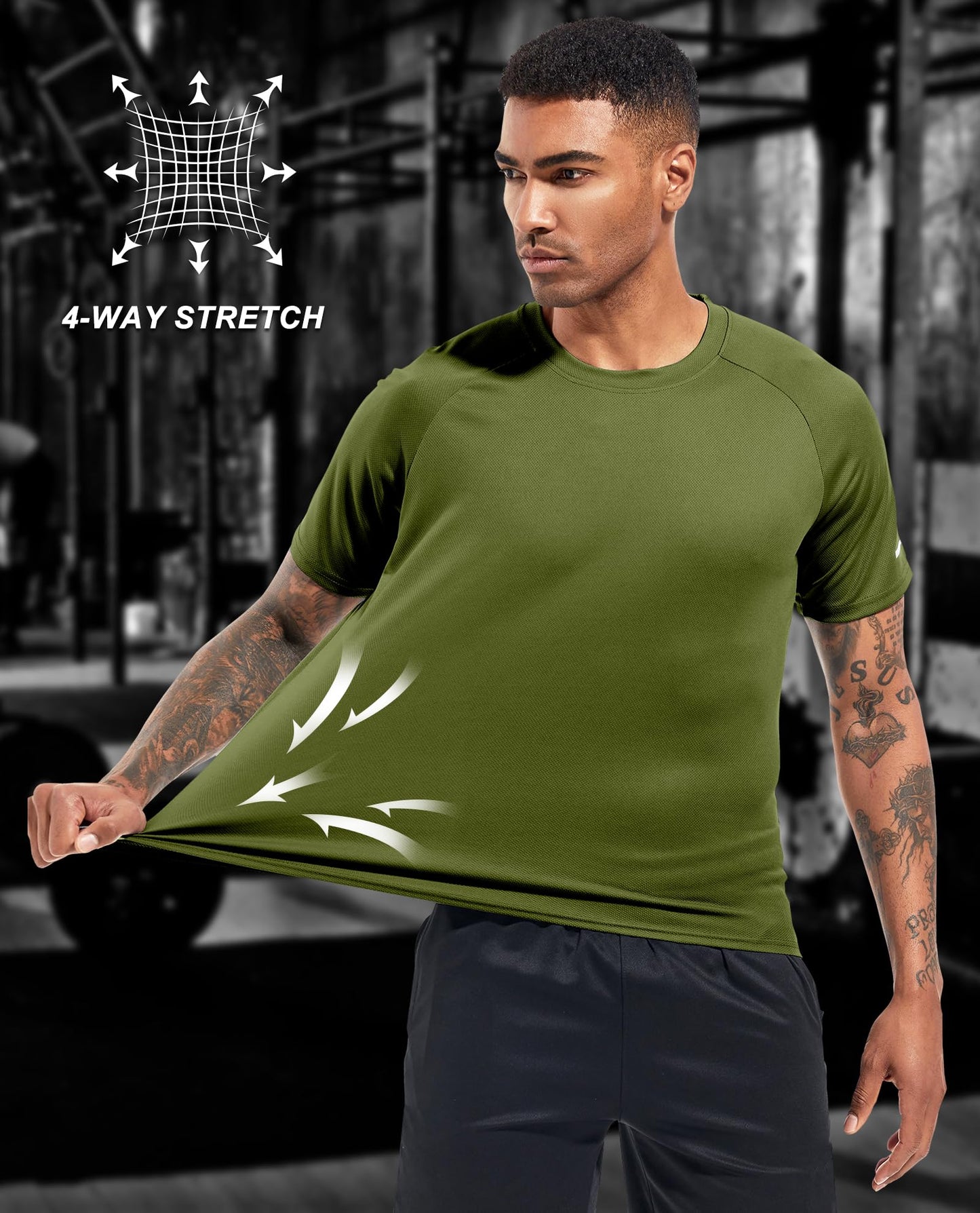 5er Pack Sport Tshirts Herren, Laufshirt Kurzarm T-Shirts Schnelltrocknend Atmungsaktiv Funktionsshirt Mesh Sport Shirt Männer Sportshirt Herren Kurzarm Fitnessshirt Trainingsshirt für Männer 5P04-M