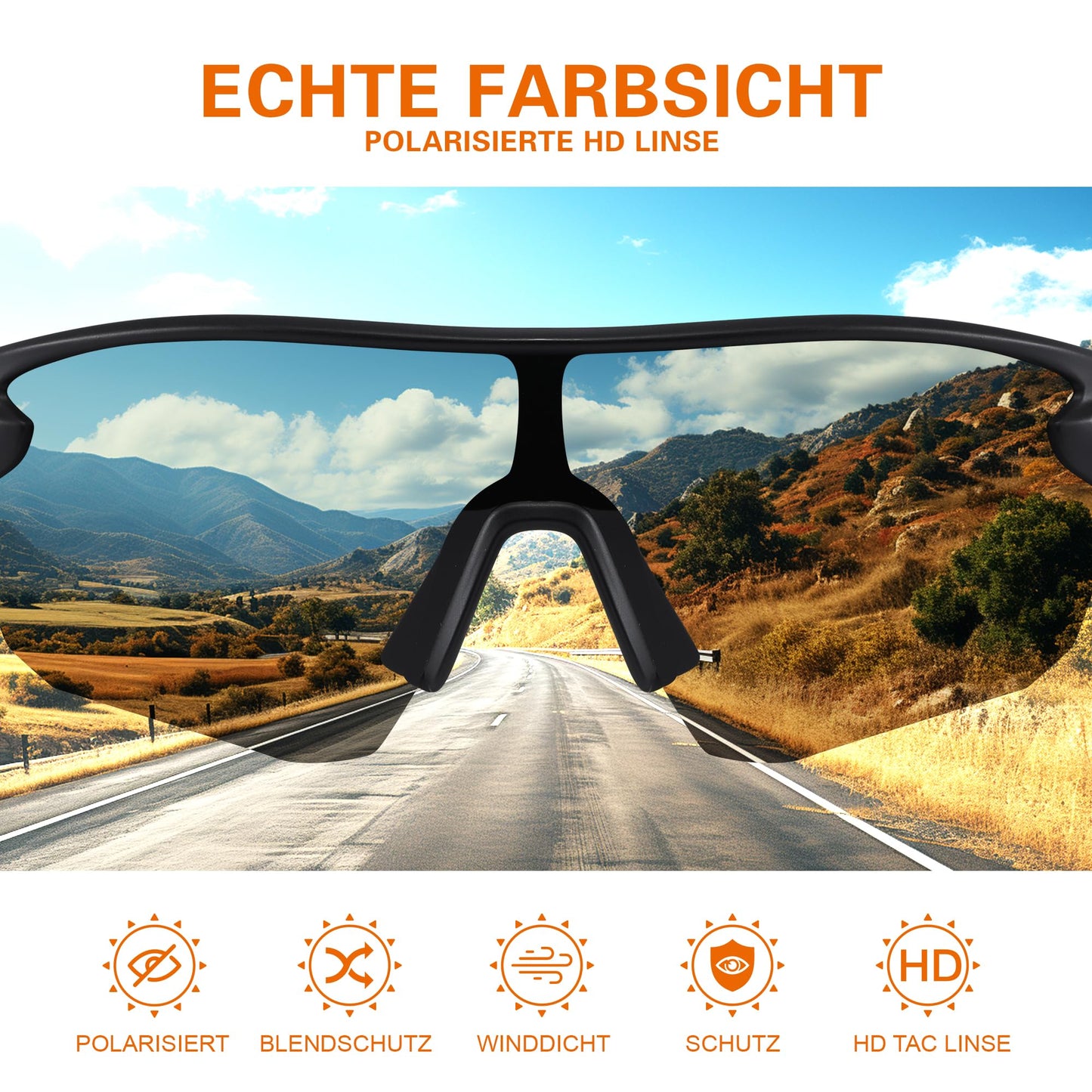 suoso Sportbrille-Fahrradbrille-Herren-Damen-Polarisierte-Sonnenbrille-Sunglasses-Men-Women-UV400 Schutz-Schnelle Brille Rave,a-Schwarz Grau
