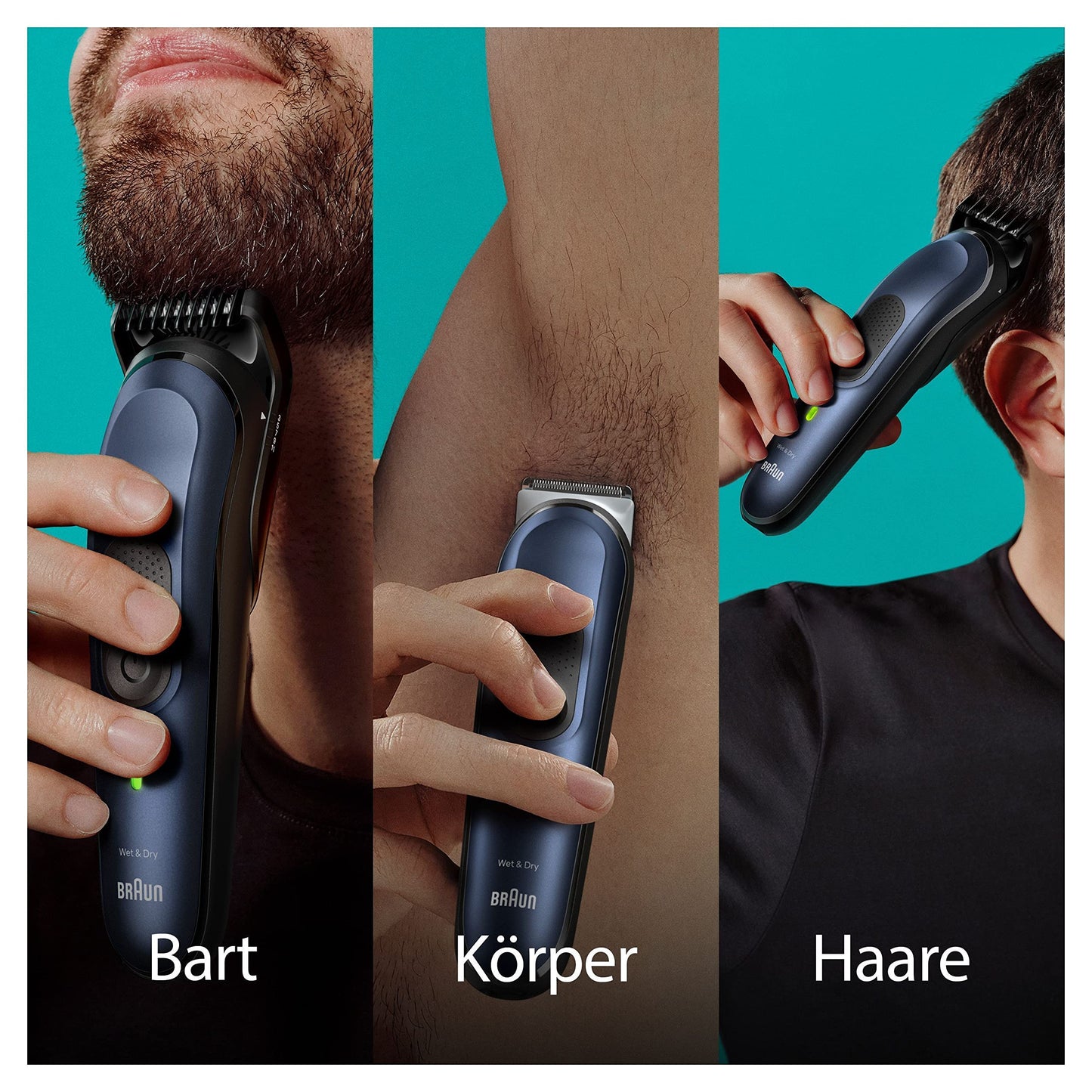 Braun All-In-One Bartpflege Bodygroomer Set, 10-in-1 Barttrimmer/Bartschneider, Nasenhaartrimmer, Trimmer/Haarschneider Herren, Haarschneidemaschine, wasserdicht, 100 Min. kabellose Laufzeit, MGK7410